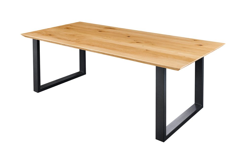 riess-ambiente Esstisch WILD OAK 160cm natur - Wildeiche, Metall, Schweizer Kante, U-Gestell (Einzelartikel, 1-St), Urbaner Massivholztisch für 6 Personen - ideal für Wohn- & Esszimmer