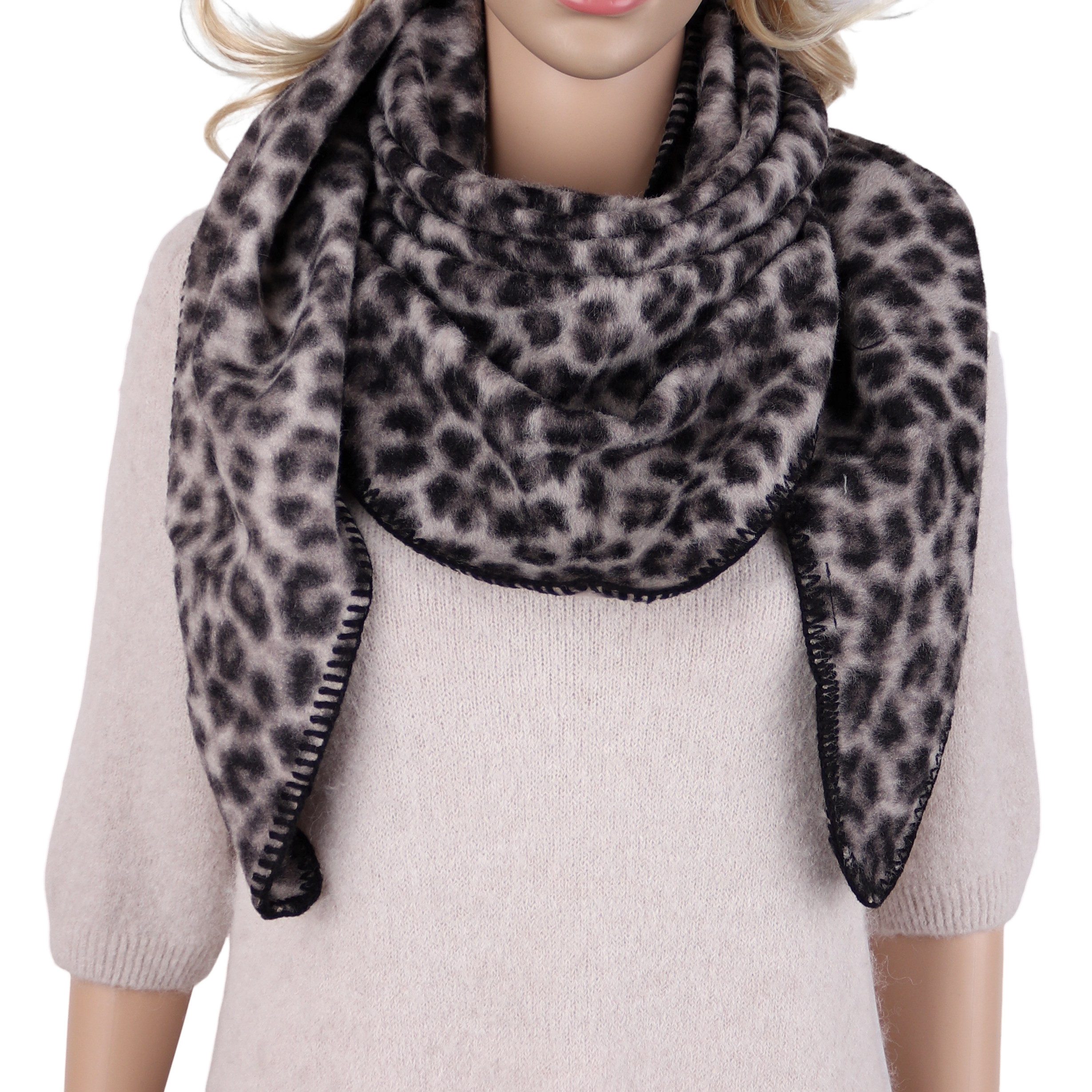 MIRROSI Dreieckstuch Damen Dreieckschal Leo-Optik 70x190 cm, mit Animal-Print, (Neue Kollektion Herbst/Winter 2026), kuscheliger …