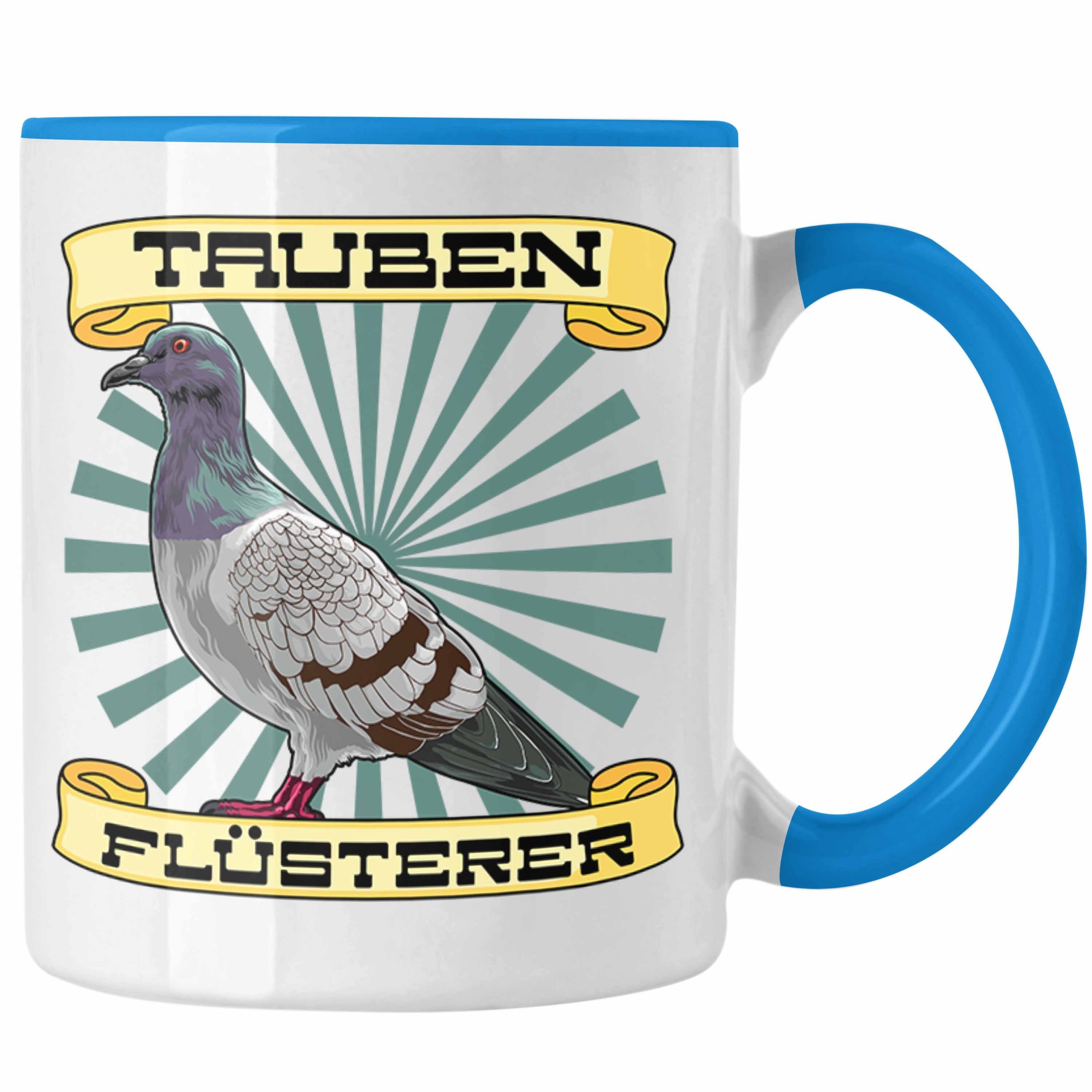 Trendation Tasse Trendation - Tauben Geschenkidee Taubenflüsterer Tasse mit Spruch für Taubenbesitzer Geschenk Taubenzüchter Blau | Teetassen