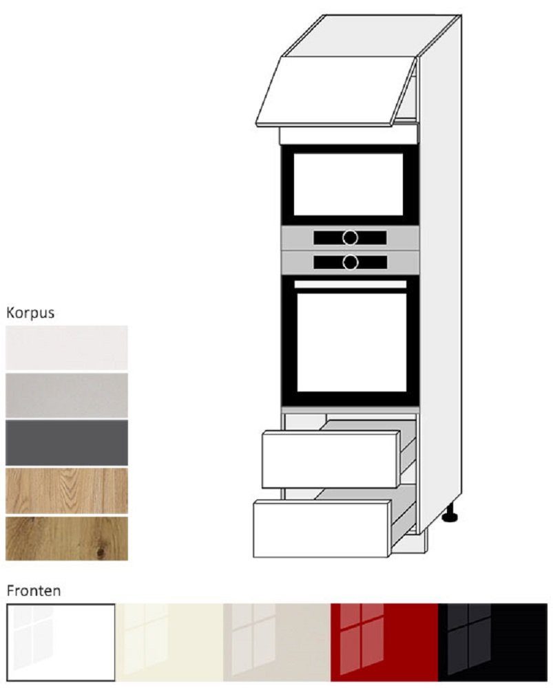 Feldmann-Wohnen Backofenumbauschrank PLATINIUM (Umbauschrank für lava Korpus Front wählbar Backofen, Frontfarbe - Korpus- vanille / Küchenschrank) und matt Hochglanz PN-D14/RU/2M/284