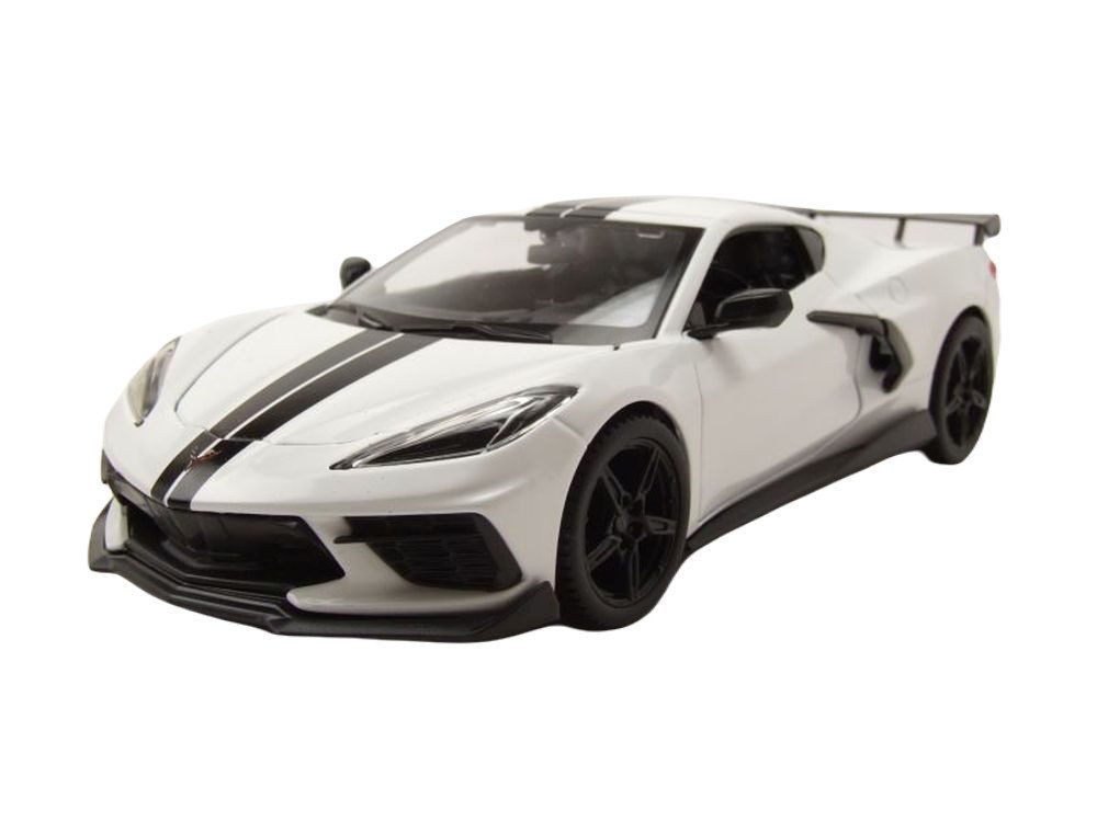 Maisto® Modellauto Chevrolet Corvette Stingray C8 High Wing 2020 weiß, Maßstab 1:24