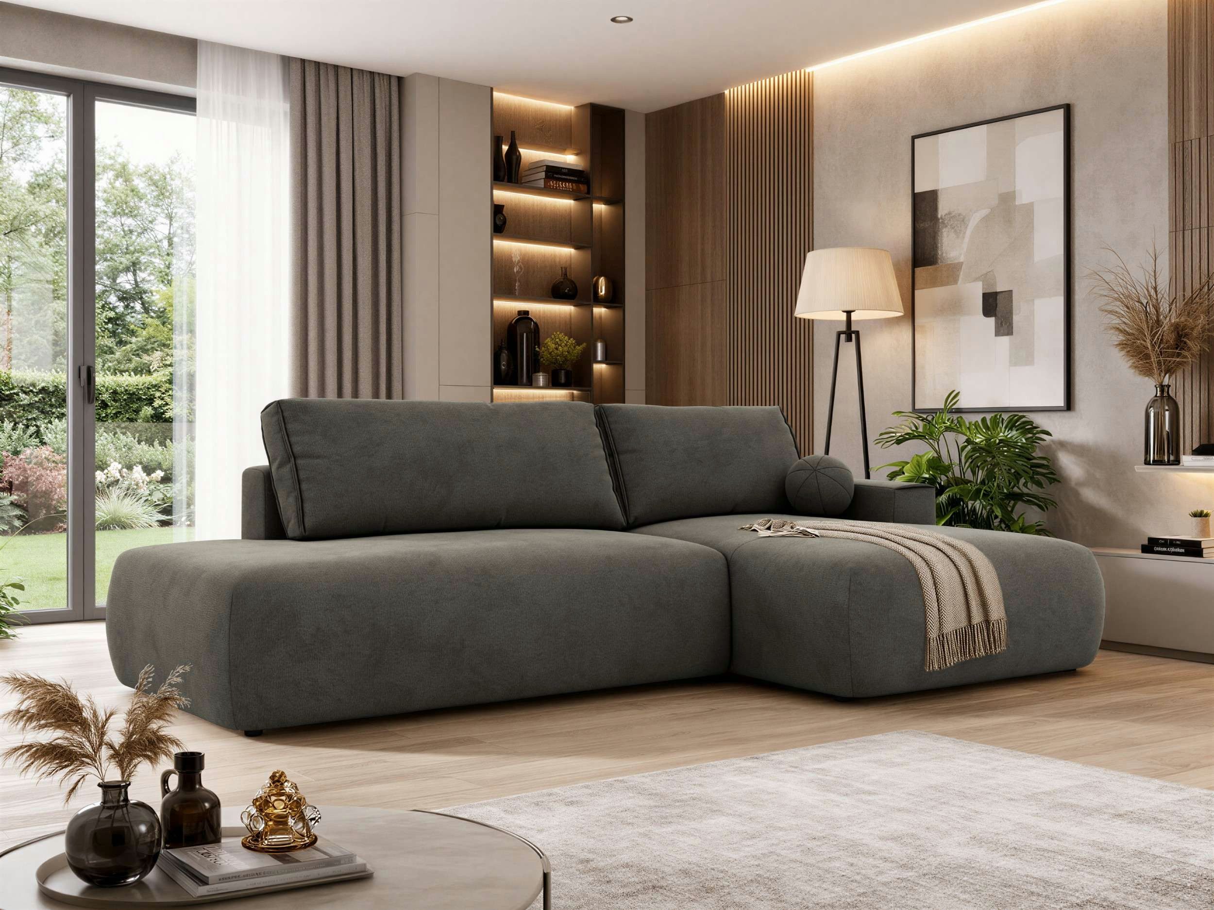 MKS MÖBEL Ecksofa TAREN L, Wellenfeder, DL System, lose Kissen, L-form, Ecksofa mit Bettkasten, Schlaffunktion