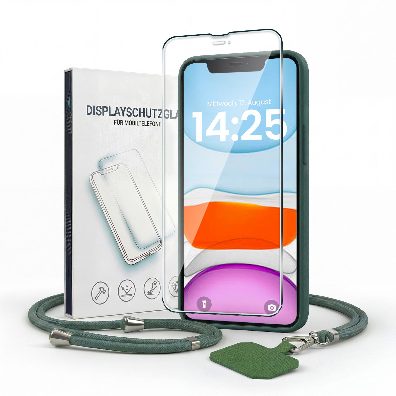 Handyhülle SoftGrip Cover Hülle mit Trageband für Apple iPhone 11 6.1 Zoll, 6.1, Handy Case Kameraschutz mit Handykette Handyband Umhängeband Lanyard