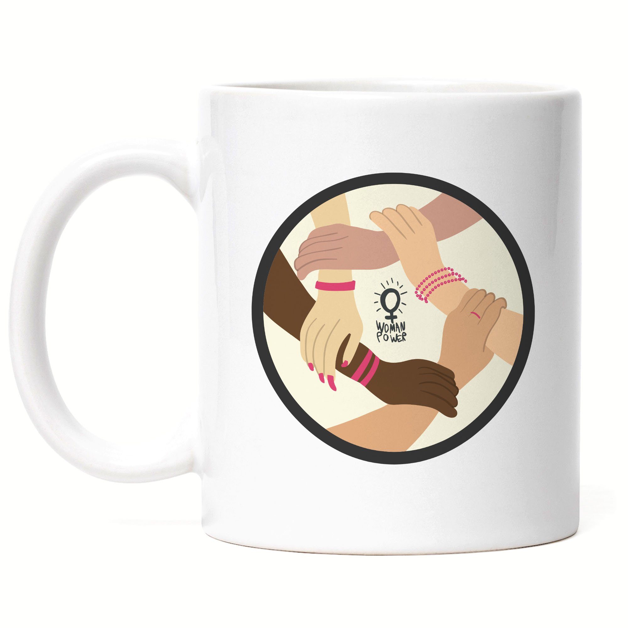 Hey!Print Tasse Frauenpower Tasse Geschenk für Superheldinnen Women Power Frauentag Feminismus, Keramik Weiß