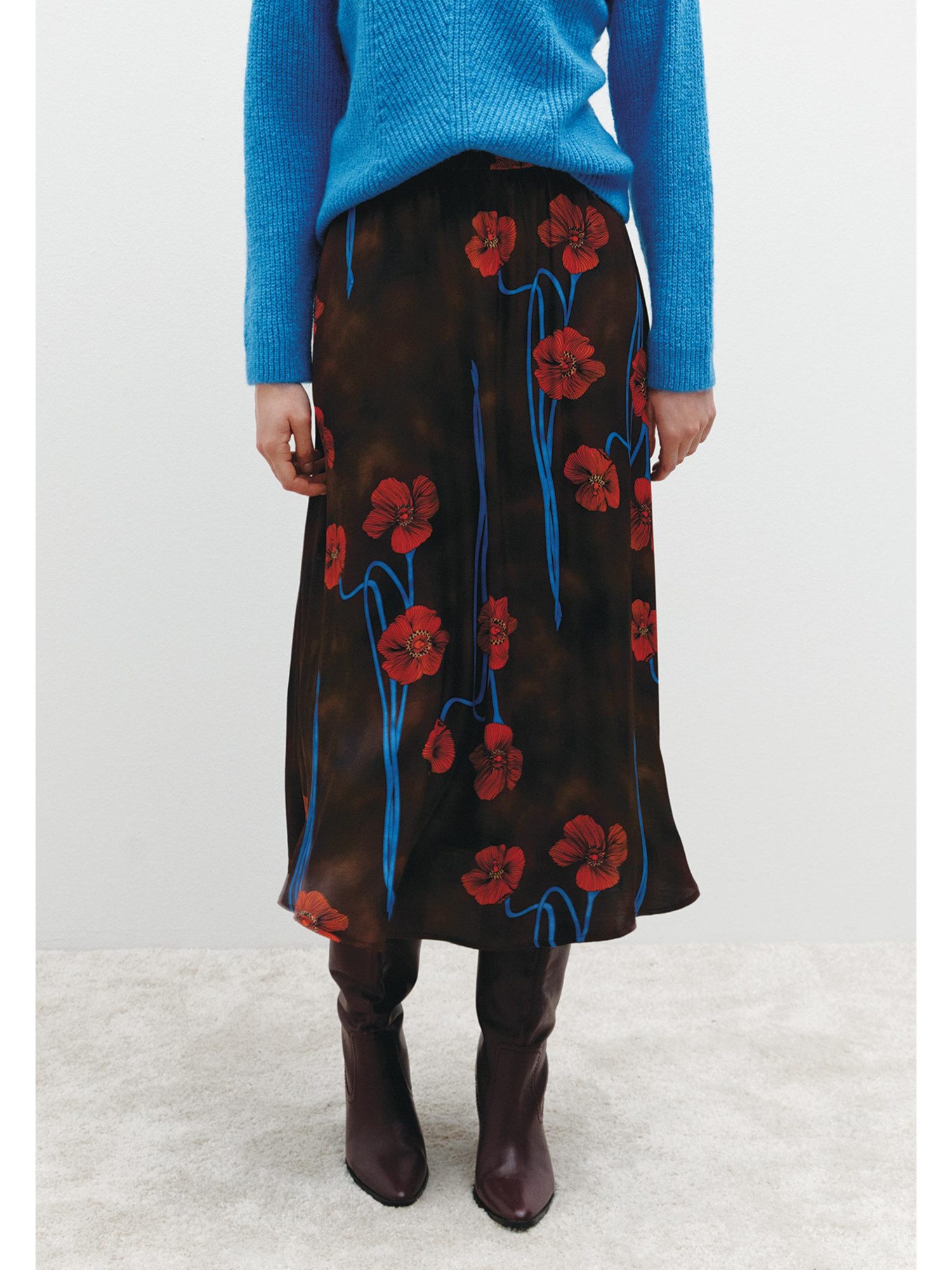 MORE&MORE A-Linien-Rock fließender Maxi-Schlupfrock, Blumenprint günstig online kaufen