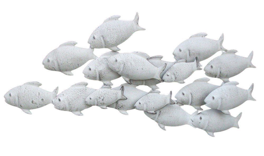 Wanddekoobjekt Wandobjekt Fische Fischschwarm Wanddekoration Eisen grau