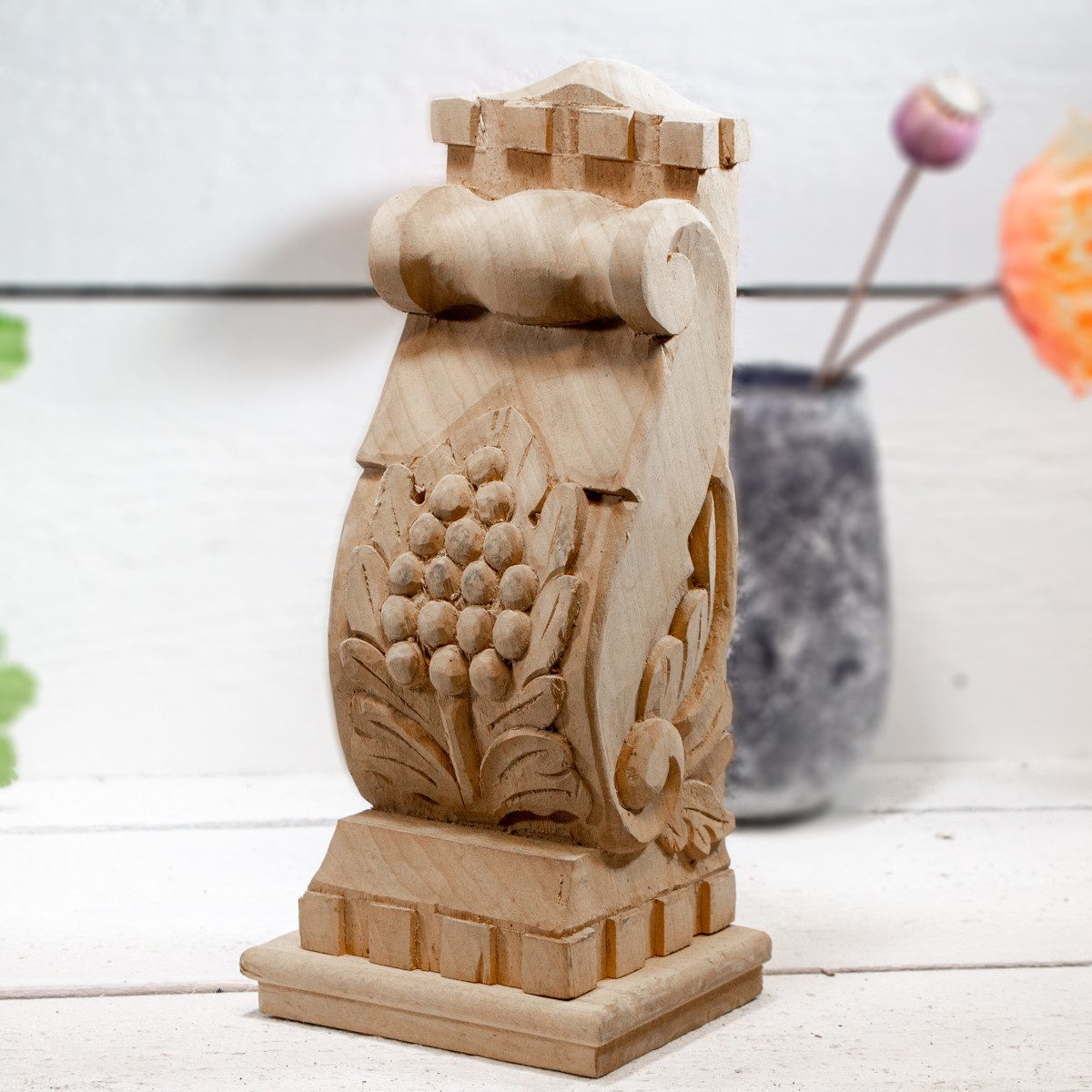 Antikas Möbelbeschlag Ornament,Schrankdeko, Dekoration, Holz, beige, H31,0xB13,5cm