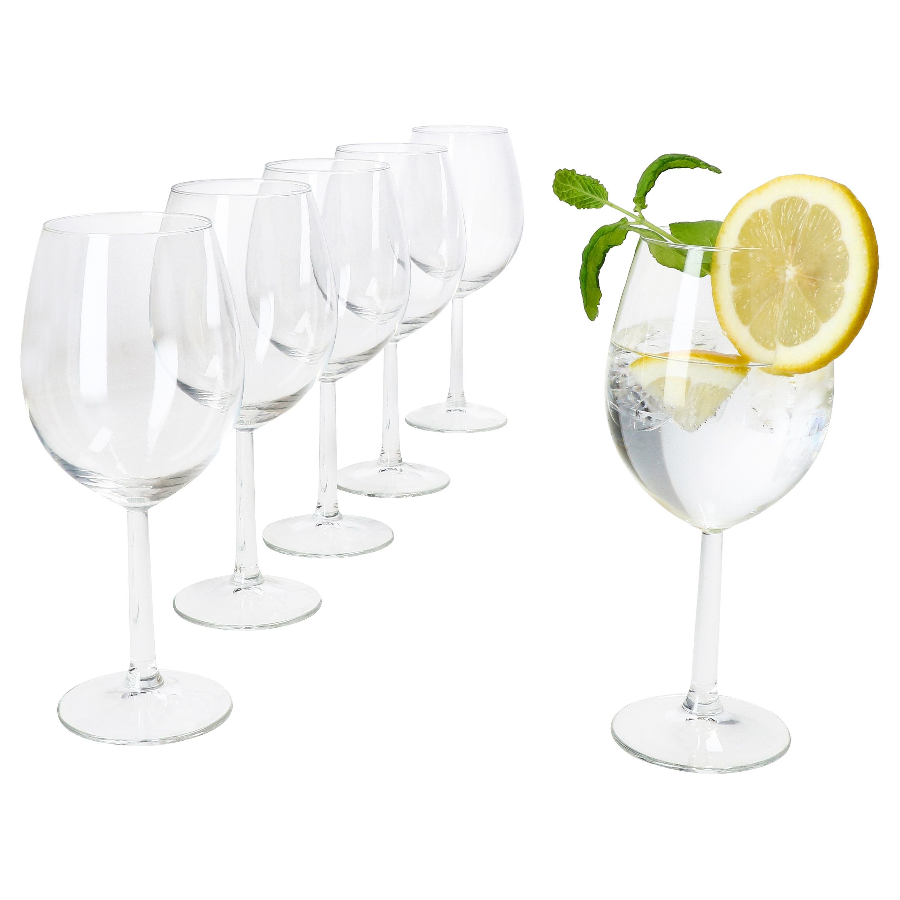 Weinglas 6x Vinissi Wasser- & Weingläser 300ml mit Fuß Cocktailglas Feier