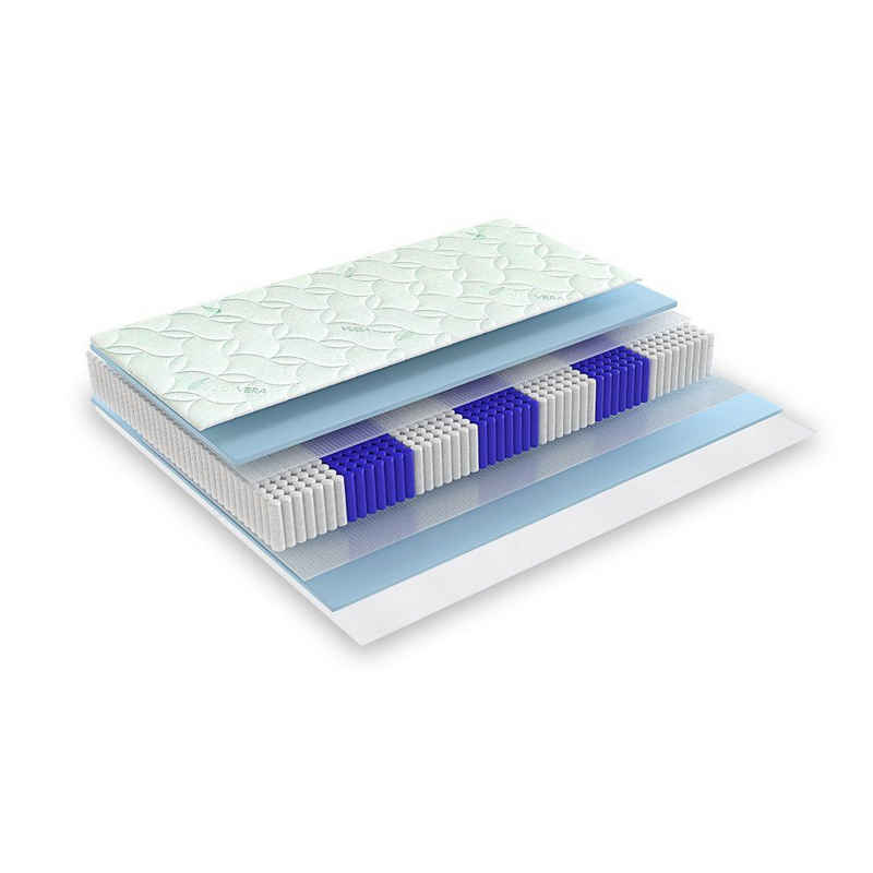 Taschenfederkernmatratze München, 7 Zonen, 1000 Federn (bei der Размер 100x200cm), Matratzen Perfekt, 23 cm hoch, Tonnentaschenfederkern-Matratze für eine gute Punktelastizität