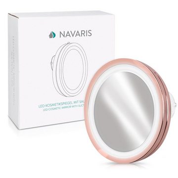 Navaris Kosmetikspiegel Vergrößerungsspiegel LED Beleuchtung Saugnapf - 5-fach Vergrößerung (1-St)