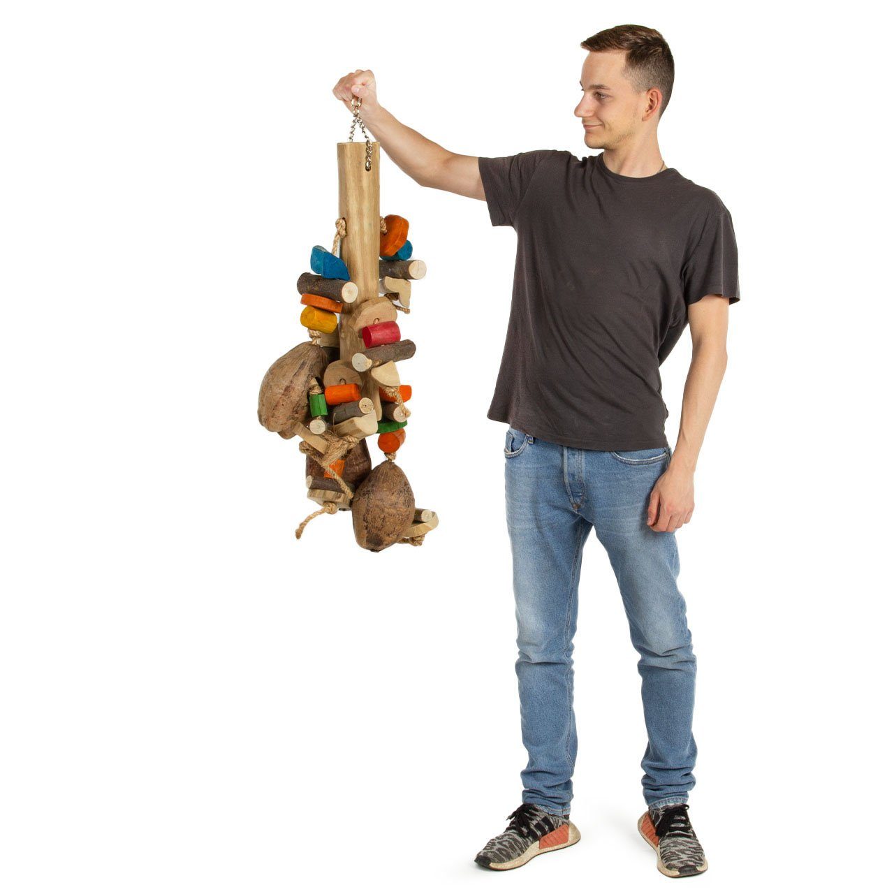 Tier-Intelligenzspielzeug Riesen-Holz-Kokusnuss Vogelspielzeug