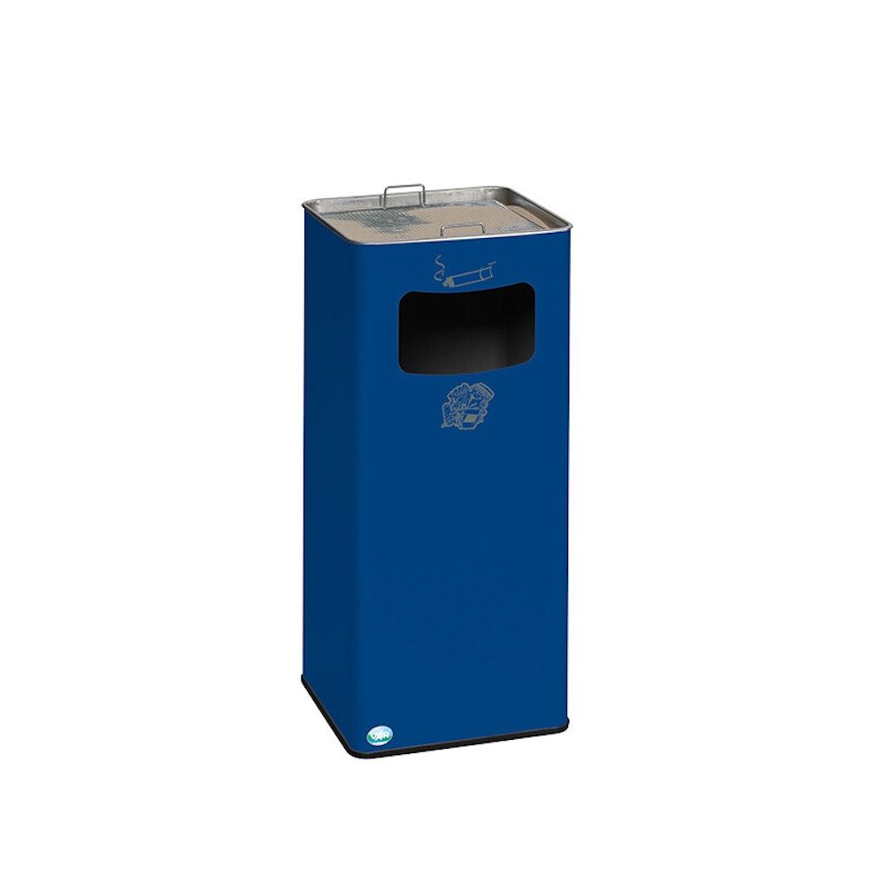 PROREGAL® Aschenbecher Klassischer Kombiascher eckig 70,5x33x33cm Blau