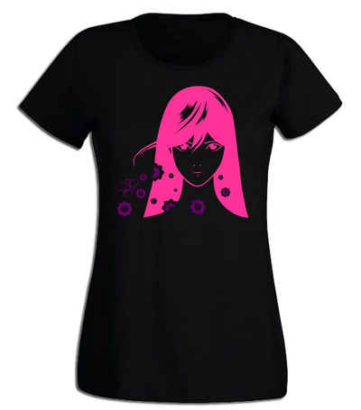 G-graphics T-Shirt Damen T-Shirt - Blumen Mädchen Pink-Purple-Collection, mit trendigem Frontprint, Slim-fit, Aufdruck auf der Vorderseite, Print/Motiv, für jung & alt