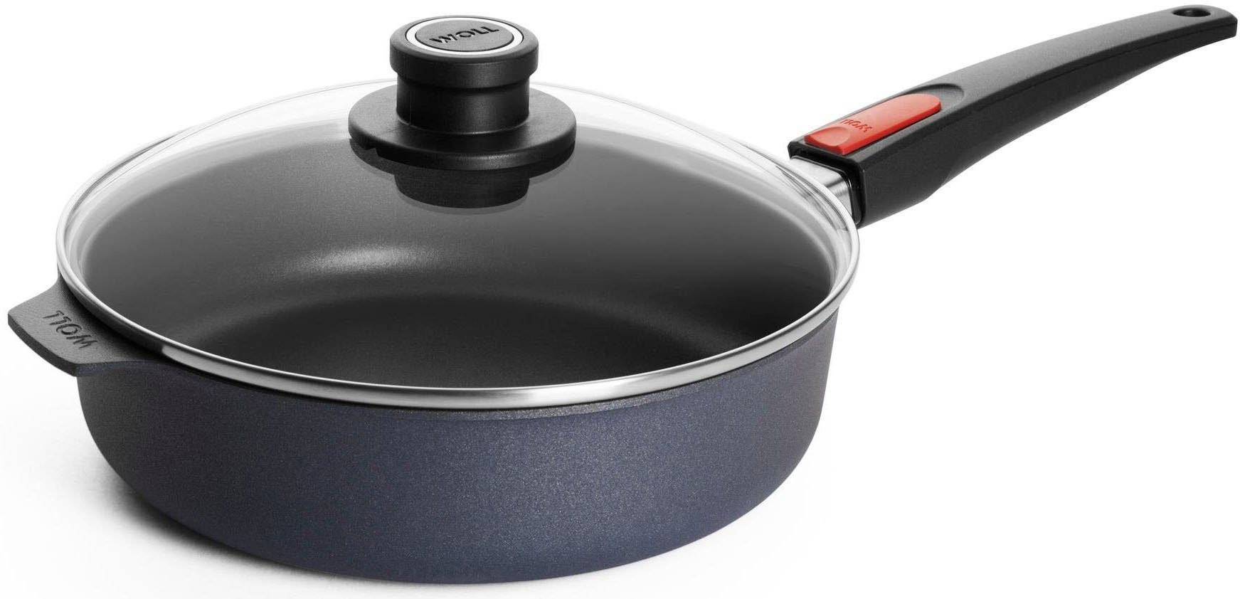 WOLL MADE IN GERMANY Schmorpfanne Diamond Lite, Aluminium (Set, 3-tlg), Induktion, inkl. Pfannenwender, abnehmbarer Stiel, Made in Germany