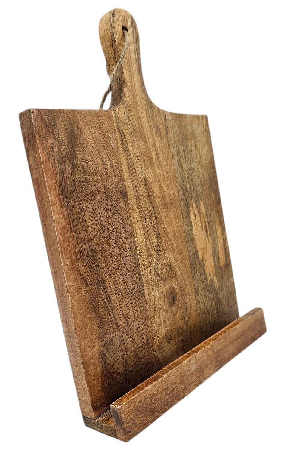 Meinposten Kochbuchhalter Kochbuchständer Rezepthalter Tablethalter Ständer Buchständer (1 St), Kordel im Schneidebrett Style