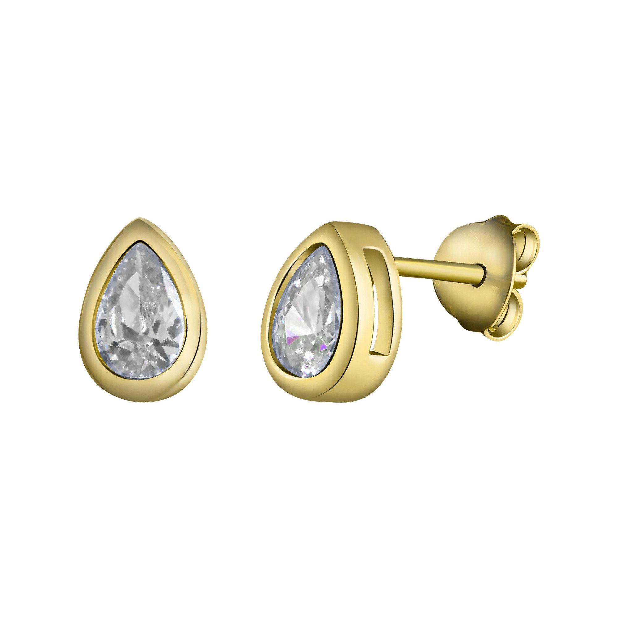 Vivance Paar Ohrstecker 925-Sterling Silber vergoldet Zirkonia