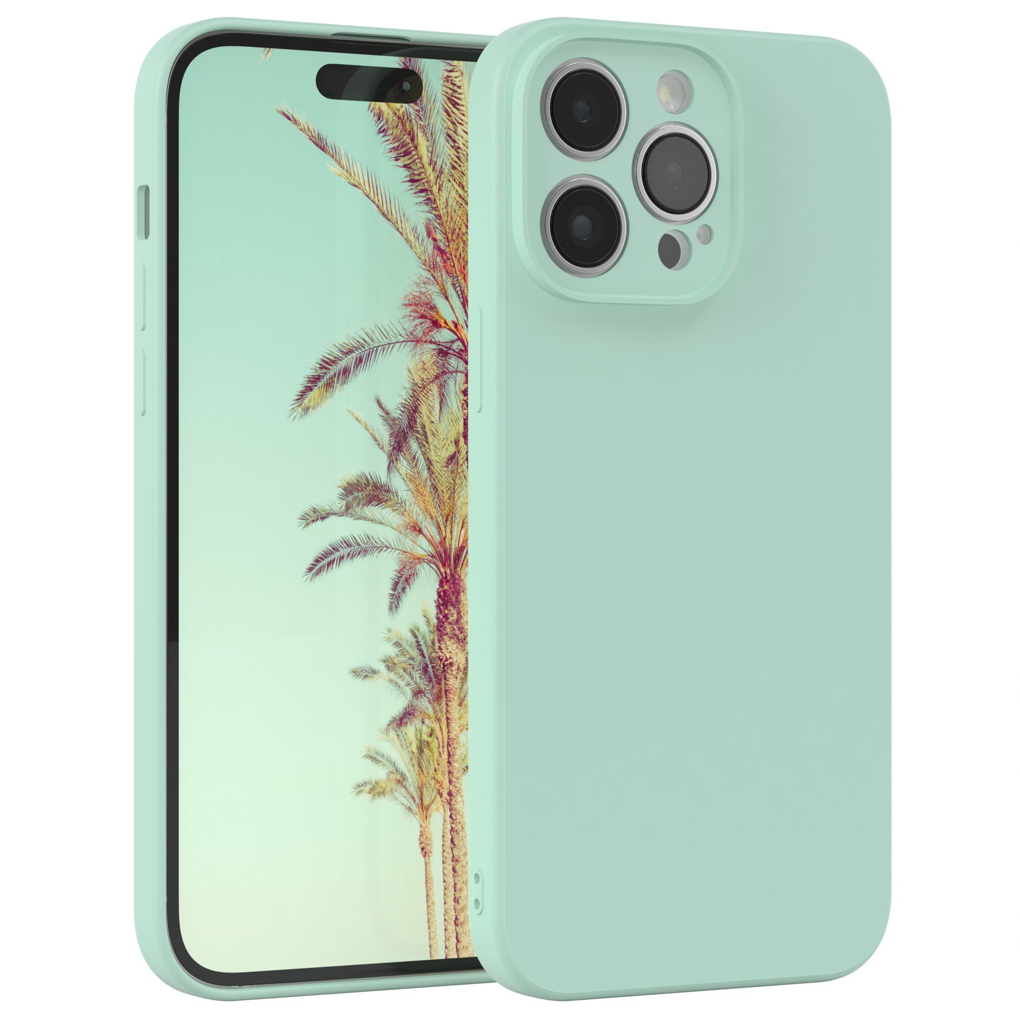 EAZY CASE Handyhülle für Apple iPhone 14 Pro Max Hülle Silikon 6,7 Zoll, Hülle Silikon kratzfest Smart Slimcover Bumper Case Etui Mint Grün
