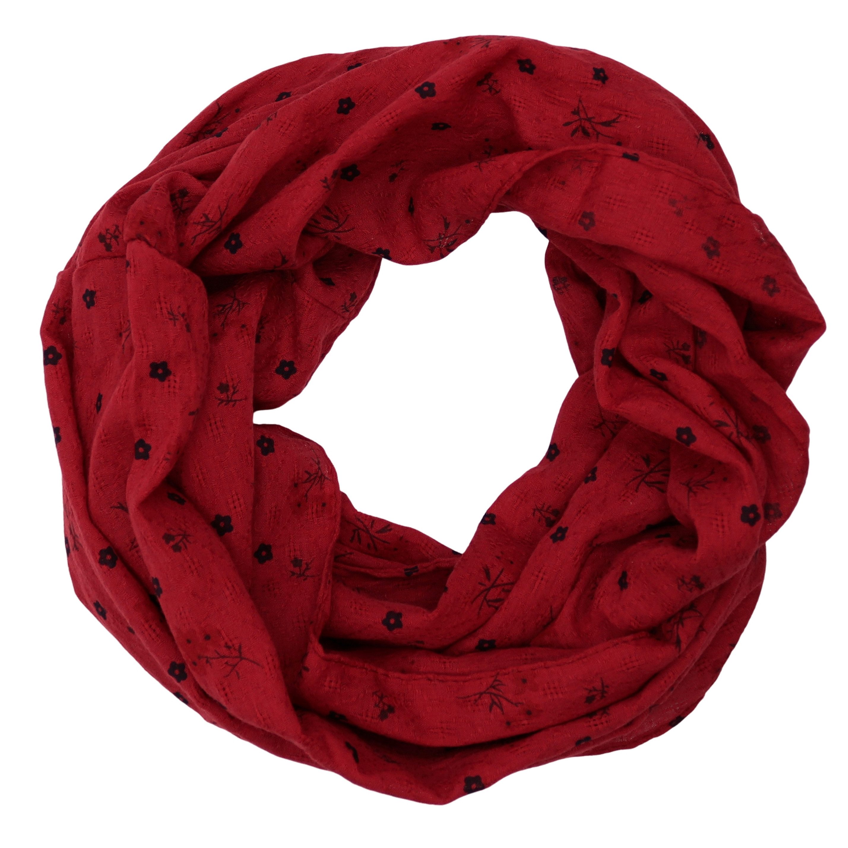 MIRROSI Loop Damen Schal mit Blumen-Muster Weich aus 100% Baumwolle Schlauchschal, (ca. 160x44cm Zweimal um den Hals wickelbar)