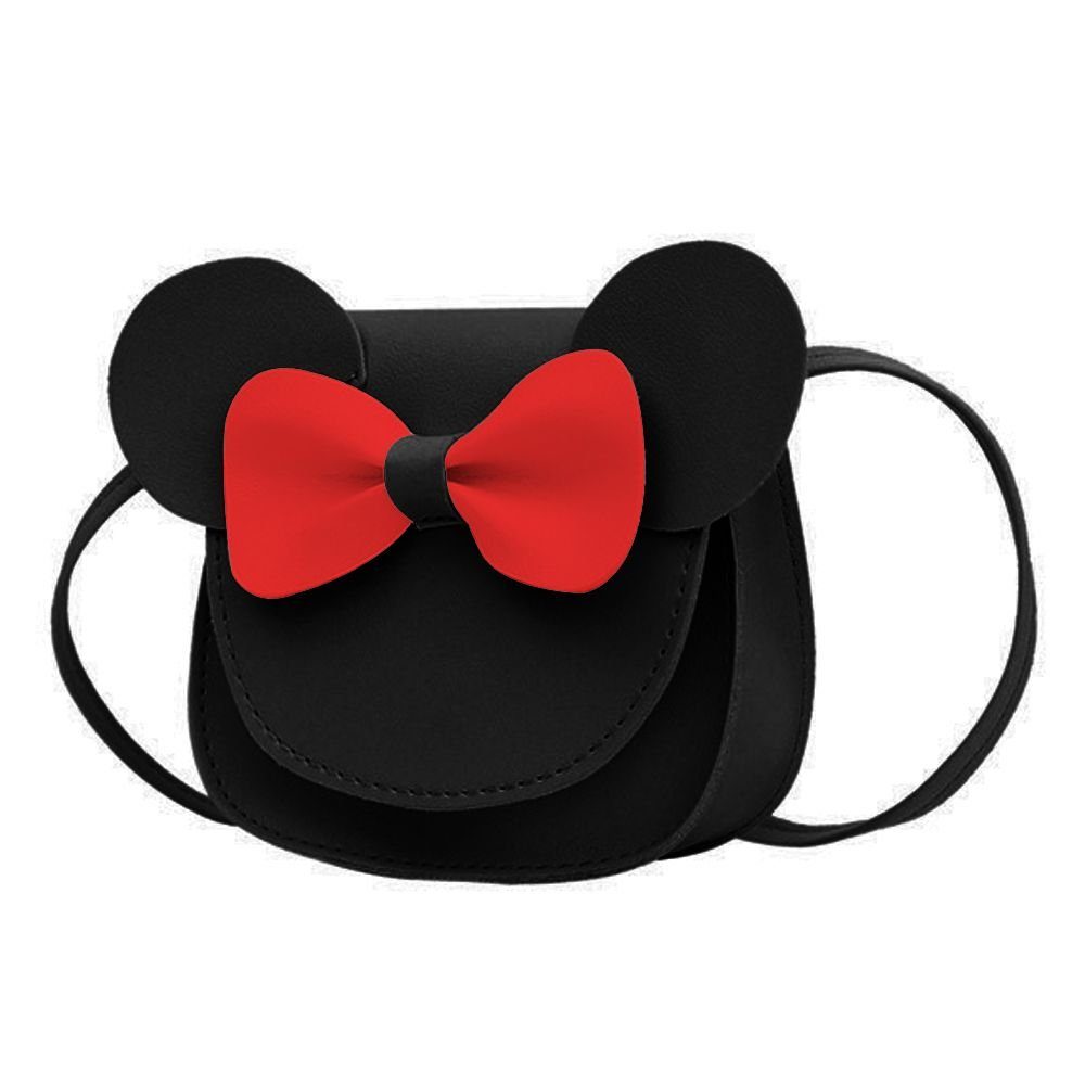 Lubgitsr Kinderrucksack mit Schwarz Umhängetasche kleiner Maus-Ohrschleife,Schultertasche