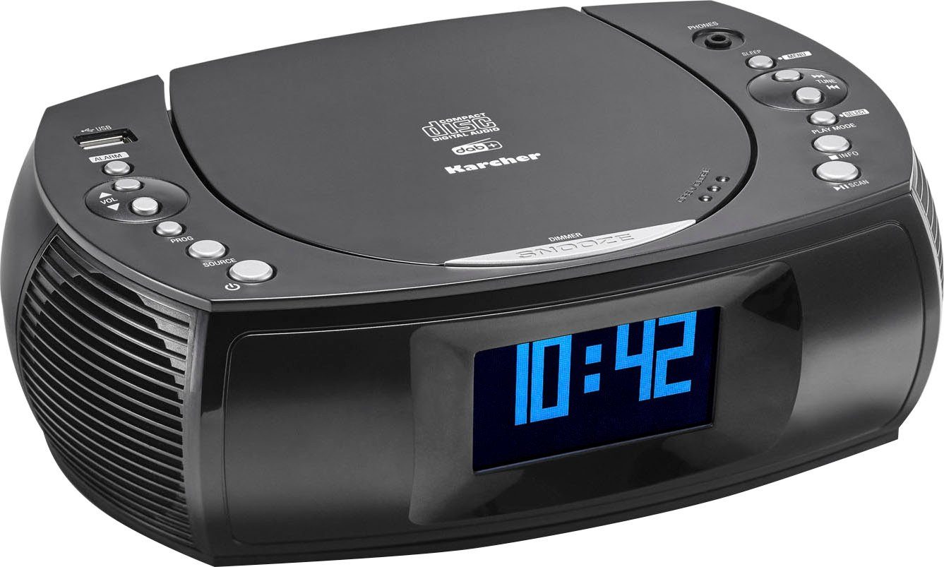 Karcher UR 1309D Uhrenradio (Digitalradio (DAB), UKW mit RDS, 2 W, DAB+ Radio, CD-Player, USB-Anschluss, USB-Ladefunktion, Радиочасы)