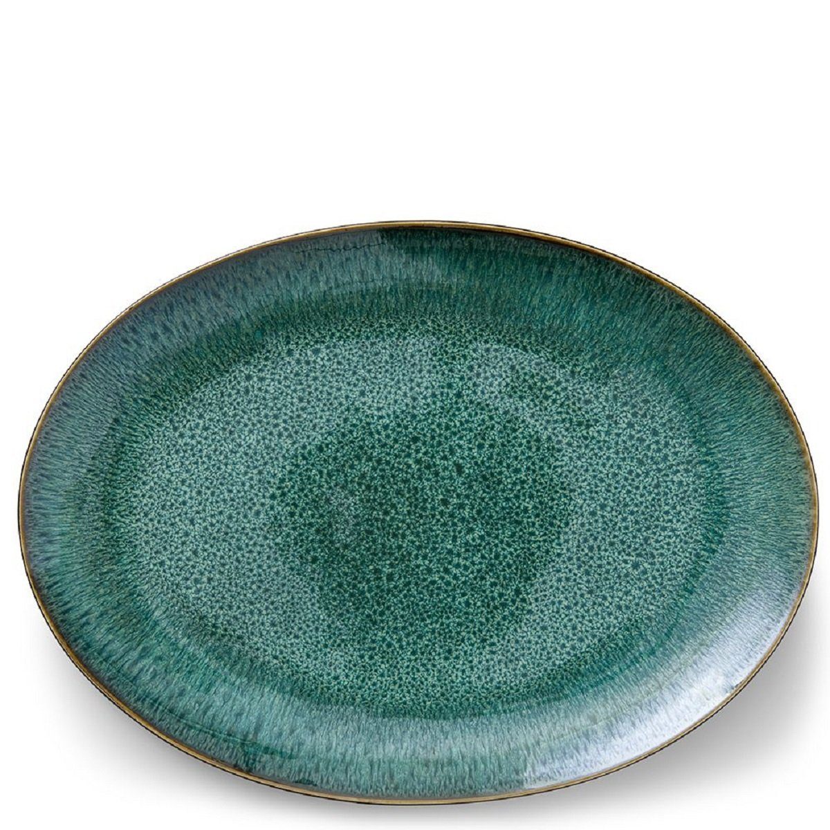 Bitz Geschirr-Set Bitz, Platte oval 45 cm x 34 cm schwarz/grün Steingut  (1-tlg), Steingut