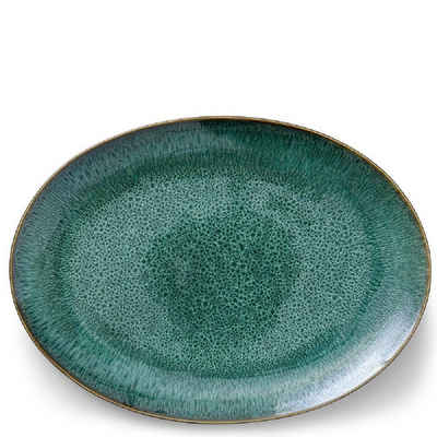 Bitz Tafelservice Bitz, Platte oval 45 cm x 34 cm schwarz/grün Steingut (1-tlg), Steingut