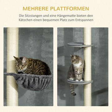 PawHut Kratzbaum mit Hängematte, inkl. Deckenspanner, Deckenhoch, BxTxH: 40x40x230-250 cm