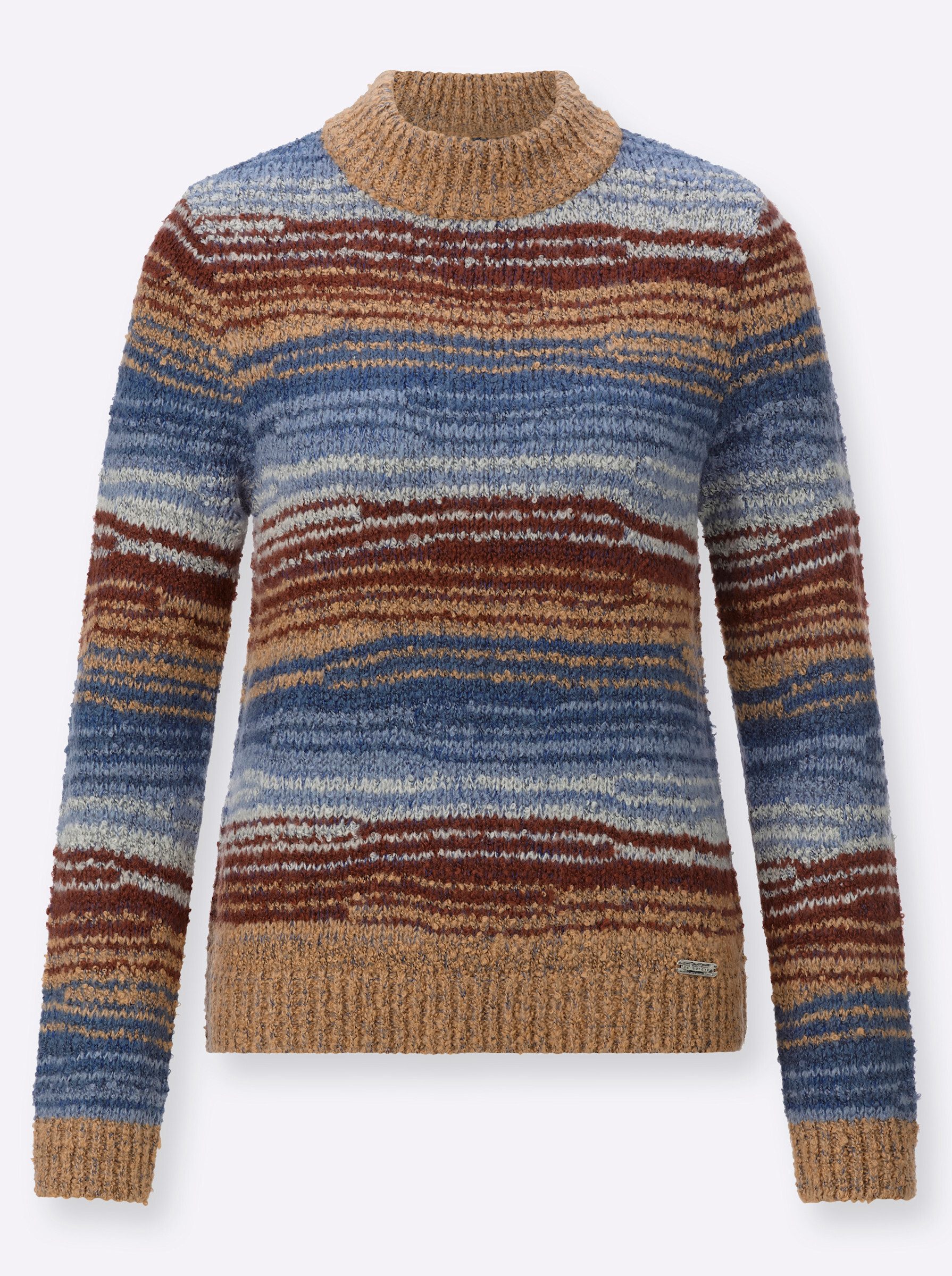 Strickpullover Bouclé-Pullover Langarm Bouclé