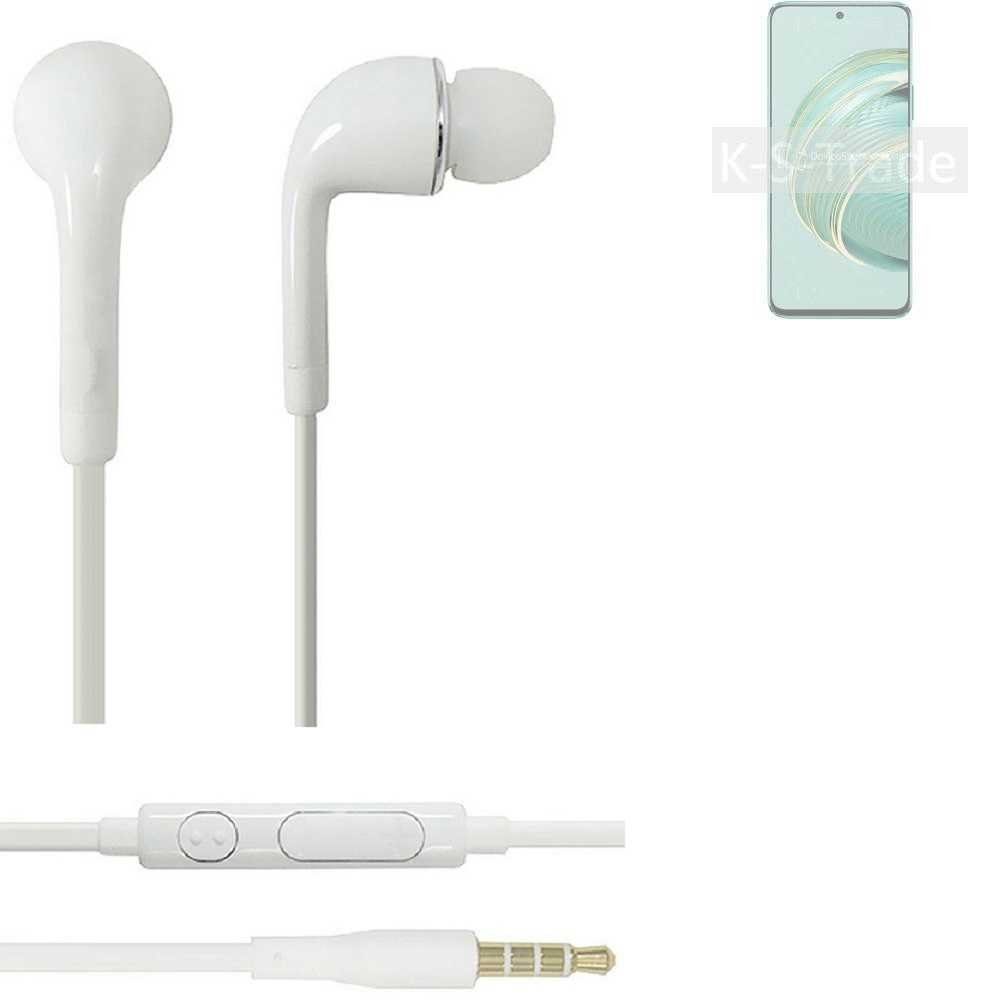 K-S-Trade für Huawei nova 10z In-Ear-Kopfhörer (Kopfhörer Headset mit Mikrofon u Lautstärkeregler weiß 3,5mm) | In-Ear-Kopfhörer