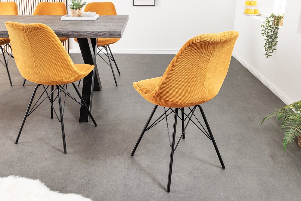 riess-ambiente Polsterstuhl SCANDINAVIA MEISTERSTÜCK senfgelb / schwarz (Einzelartikel, 1 St), Esszimmer · Cord · Metall · Wohnzimmer · Retro Design