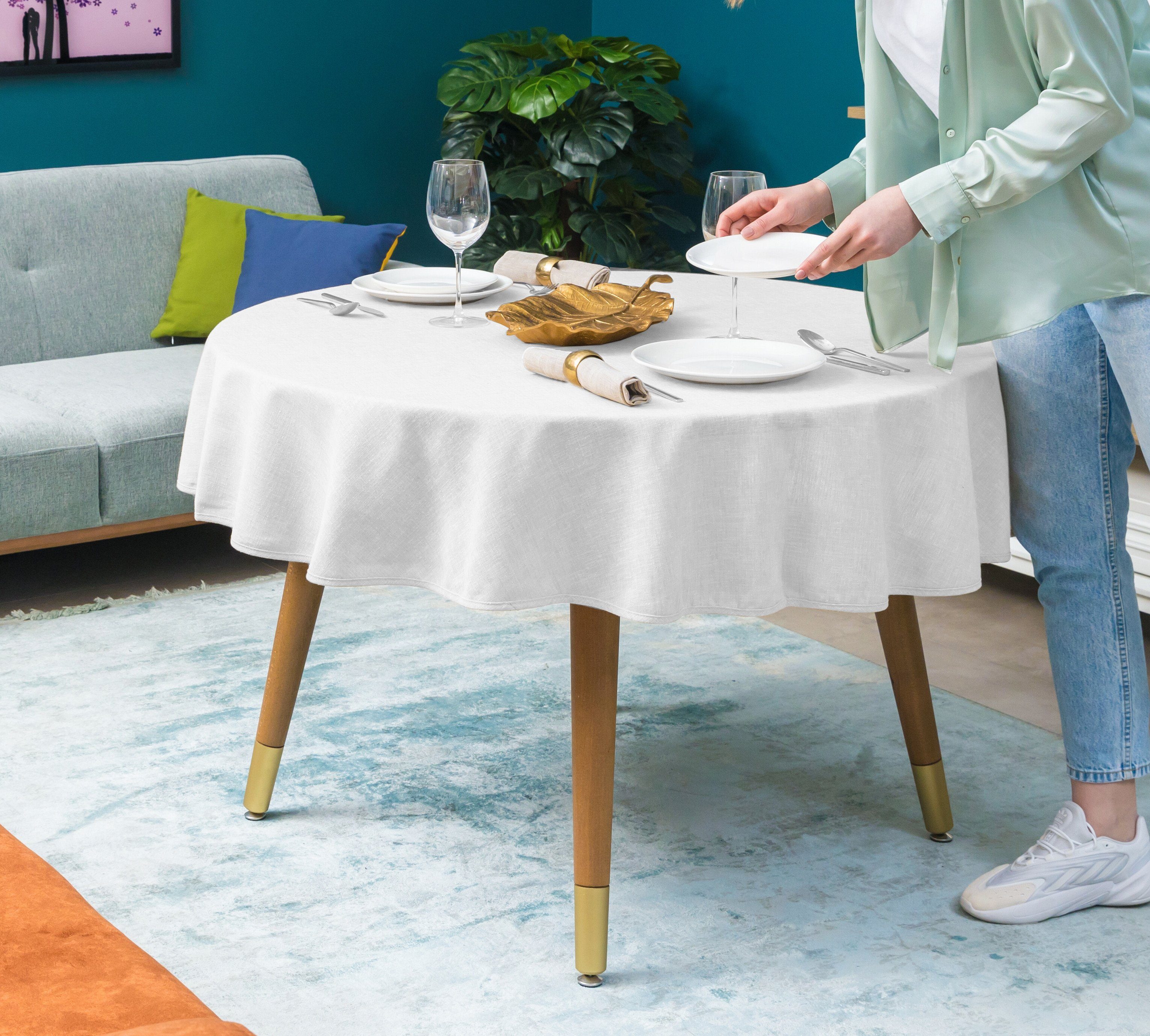Tischdecke Wasserabweisend, Leinenoptik Tischdecke Abwaschbar - Lotuseffekt