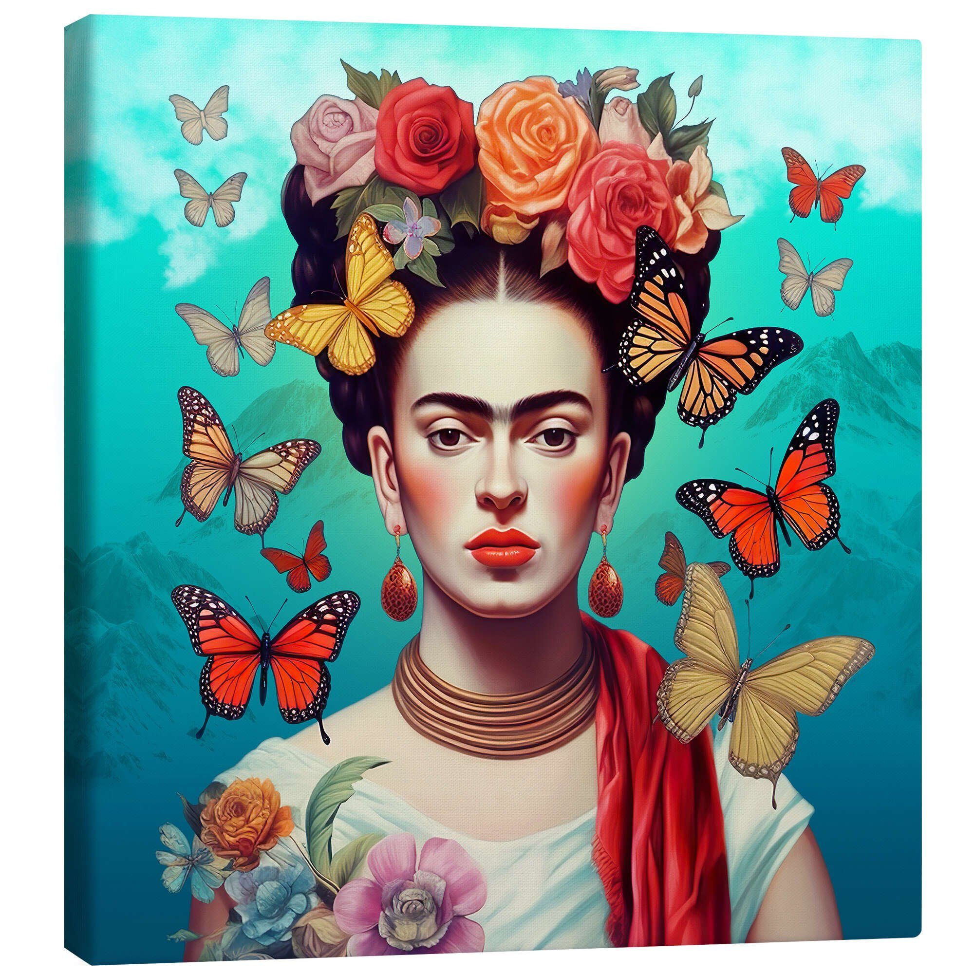 Posterlounge Wandbild Frida Kahlo und fliegende Schmetterlinge, Mark Ashkenazi, erhältlich als Poster, Leinwandbild, Wandsticker oder Acrylglasbild