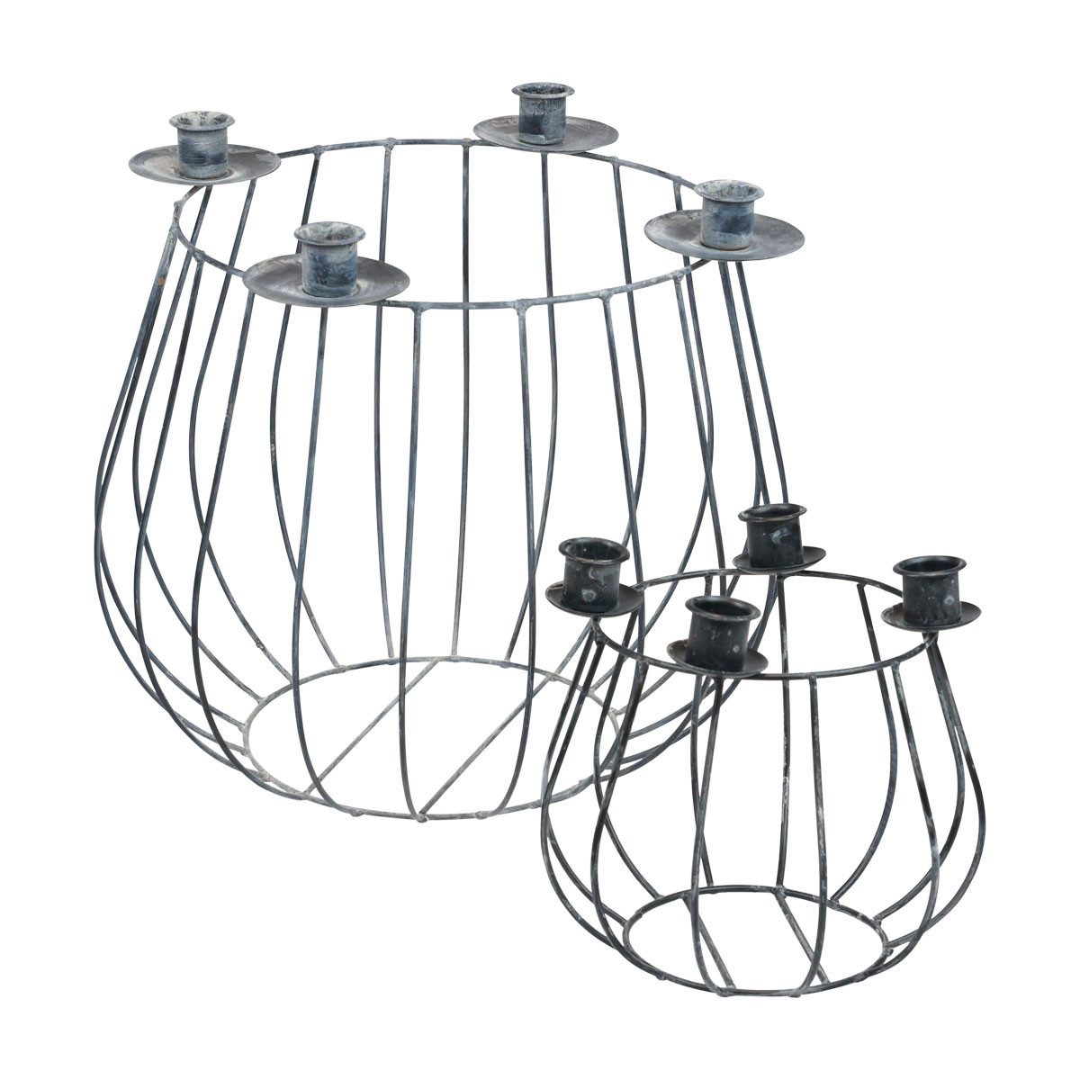 Viana Kerzenhalter Kerzenhalter Metall Grau Vintage Gitterkorb Set Ø25/10,5cm