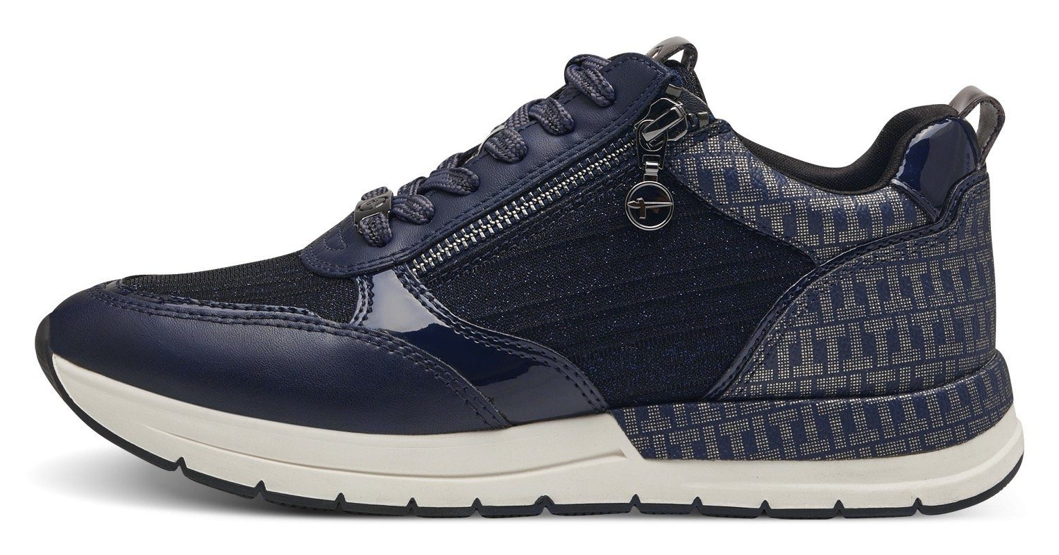 trendigen Metallic-Details navy Sneaker Tamaris mit kombiniert