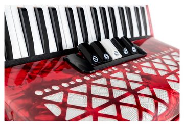 Classic Cantabile Piano-Akkordeon "Secondo V" - 72 Bass Tastenakkordeon - 3-chörig - 34 Diskanttasten, mit Riemen & Rucksack-Tasche