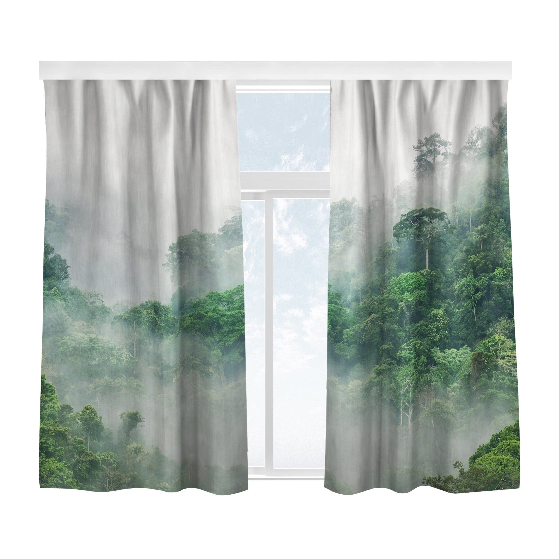 Bilderdepot24 Vorhang Gardine Natur Tropisch Modern Dschungel Nebel Türvorh günstig online kaufen