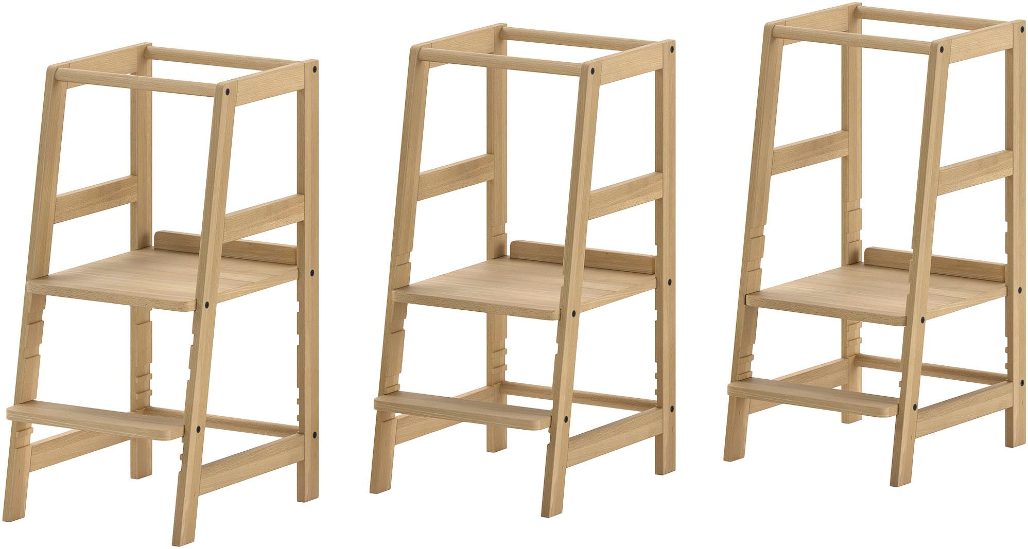 Vipack Kinderstuhl Lernturm aus Massivholz, stabil und standfest gebaut, Tritt und Stehfläche 3-fach verstellbar, 3 verschiedene Farben