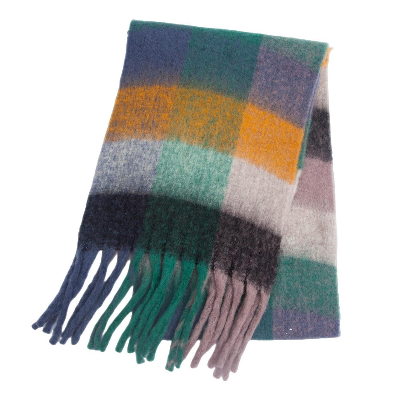 LuxusKollektion XXL-Schal Schal kariert grün gelb