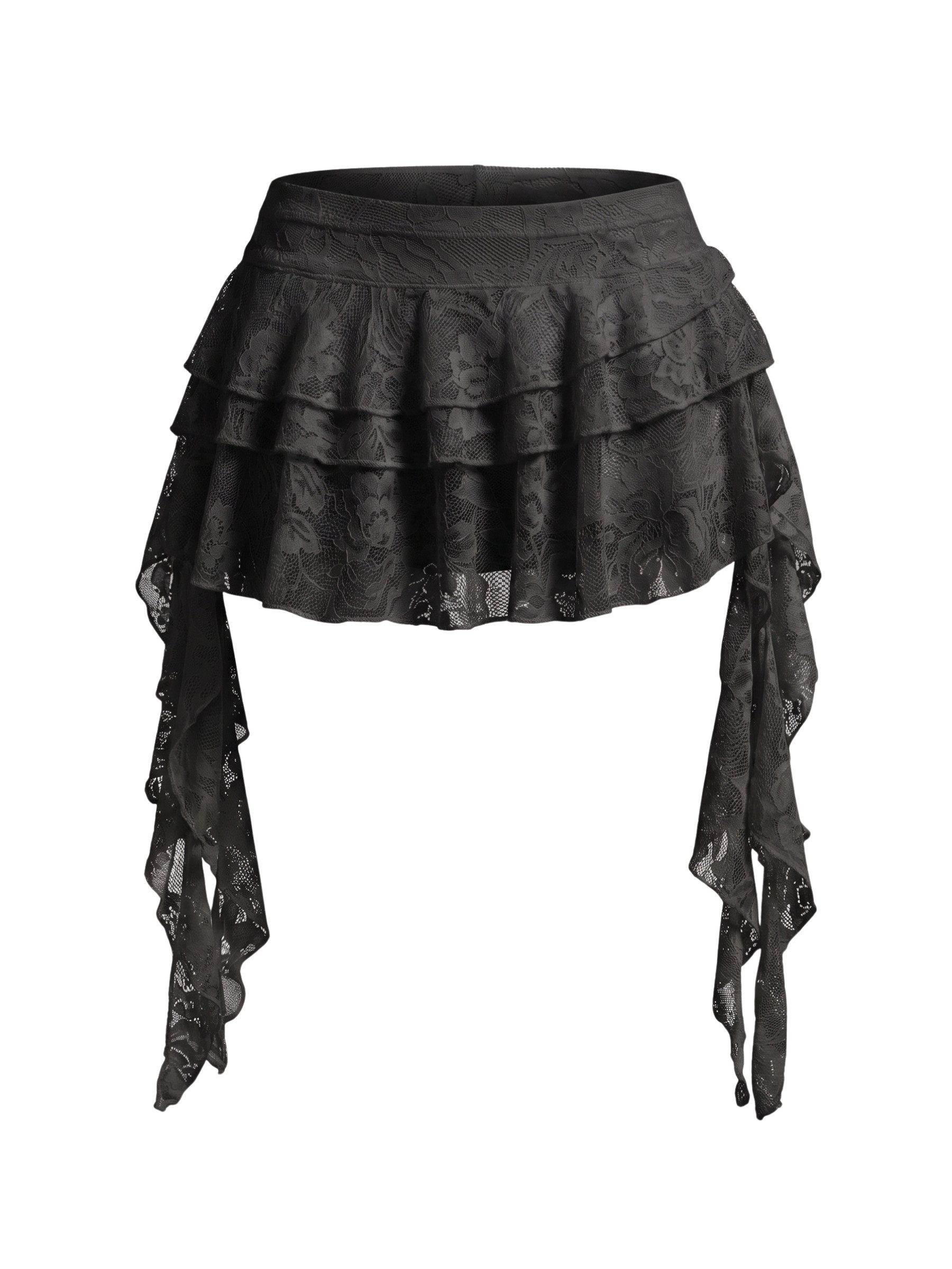 Elegant Love Stufenrock Damen Spitzenrock Mini – Volantrock mit integriertem Slip Kurzer Rock mit Kaskaden-Rüschen – ideal für Urlaub und Boho-Stil