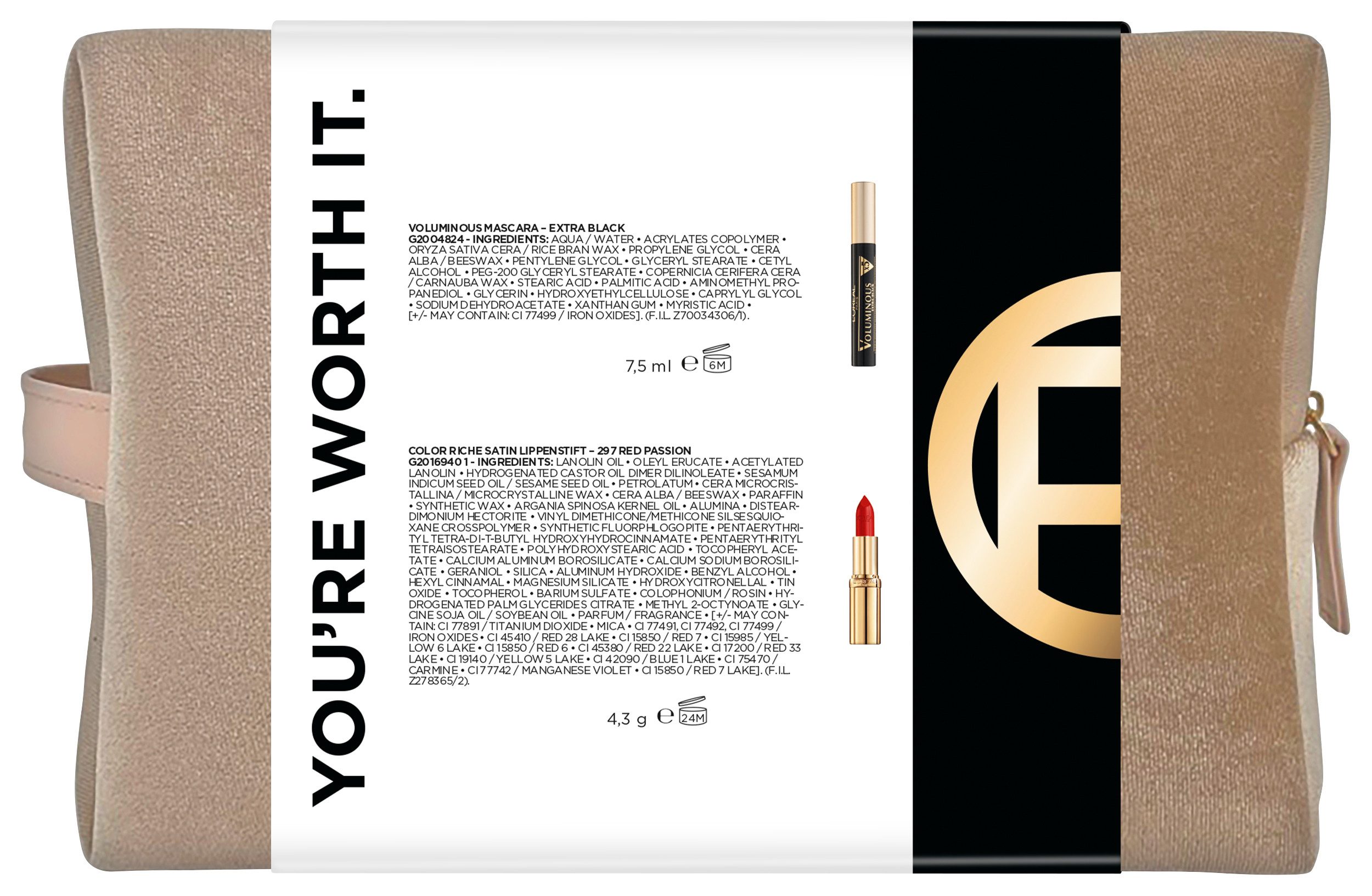 L'ORÉAL PARIS Make-up Set Timeless Look Geschenkset: Mascara, Lippenstift & Beauty Bag