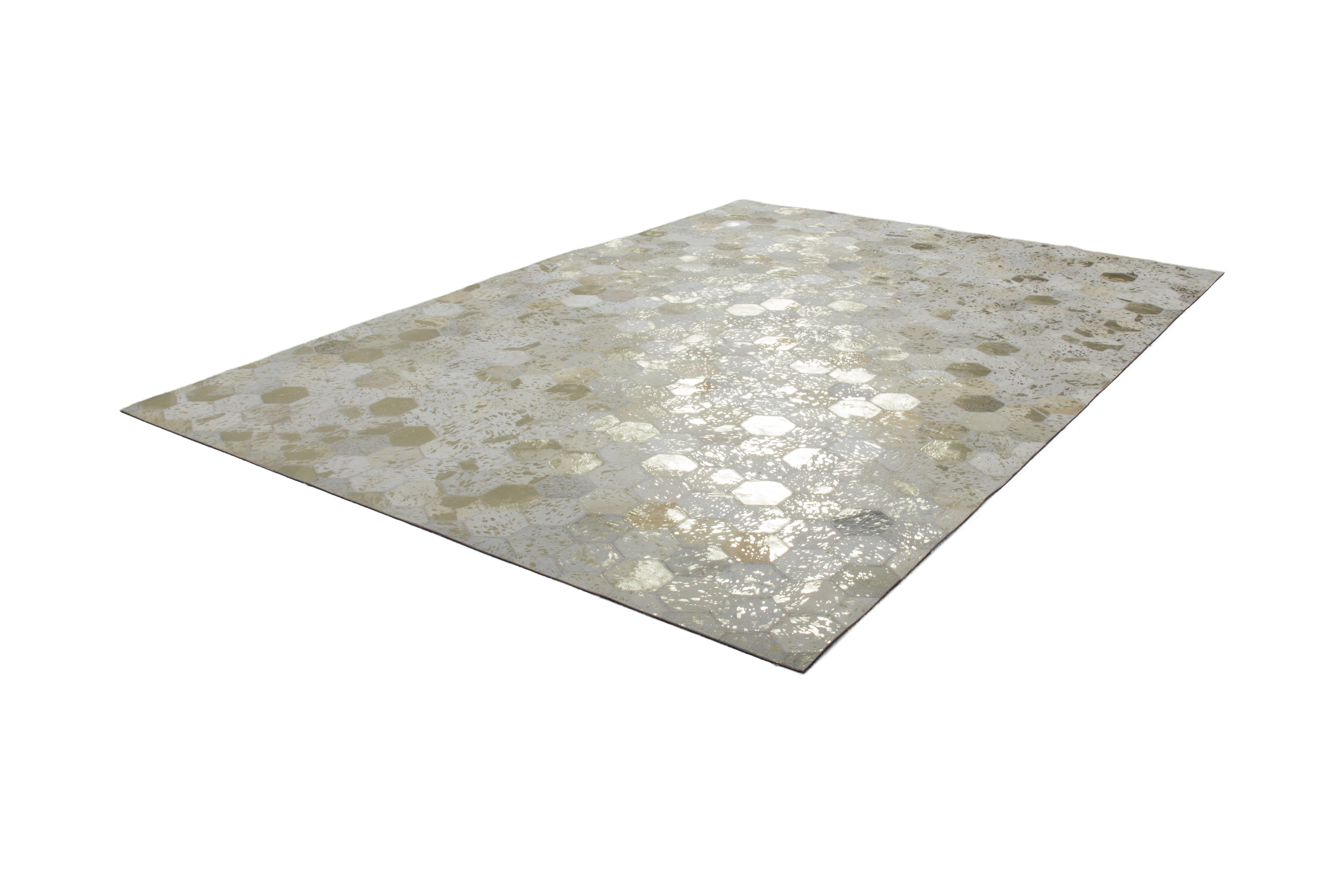 Kayoom Teppich Spark 210, rechteckig, Höhe: 8 mm, 100% Leder, Unikat, fusselarm, Allergiker & Fußbodenheizung geeignet