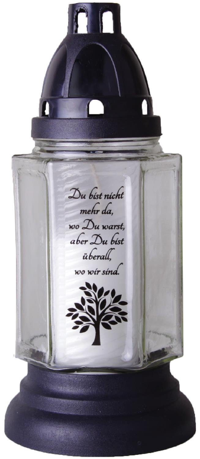 HS Candle Grabkerze (1-tlg), 6eck mit Motiv und Spruch, Grablicht Grabschmuck Grablaterne