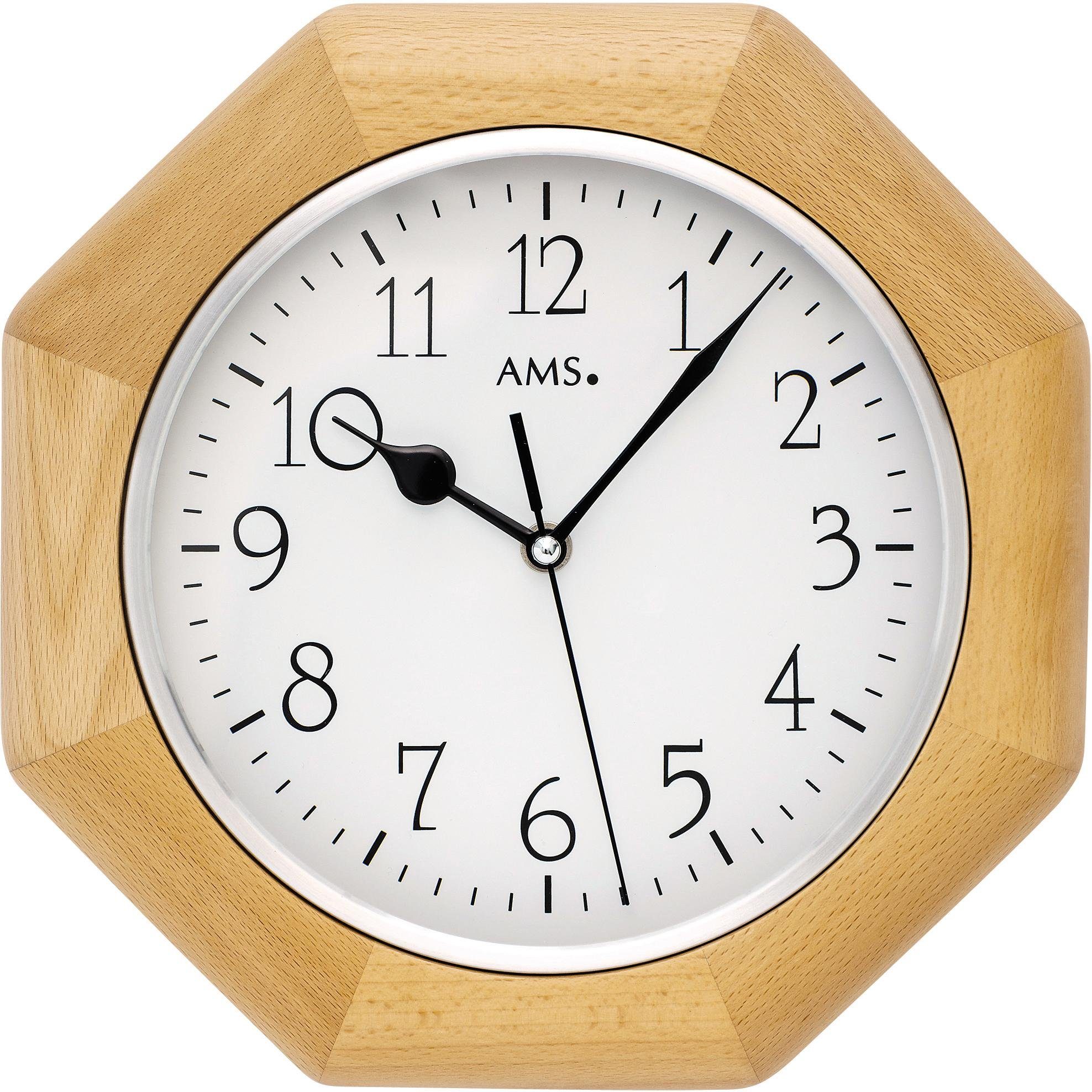 AMS Funkwanduhr F5512/18 (Quarz,Holz,Buche,Wohnzimmer,Esszimmer,Küche,Arbei günstig online kaufen