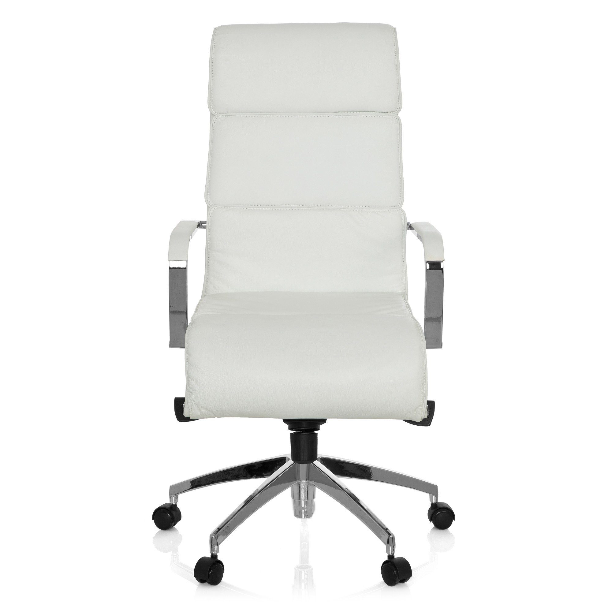 hjh OFFICE Chefsessel Profi Chefsessel Drehstuhl Weiß Armlehnen, Bürostuhl mit GALESA ergonomisch Leder