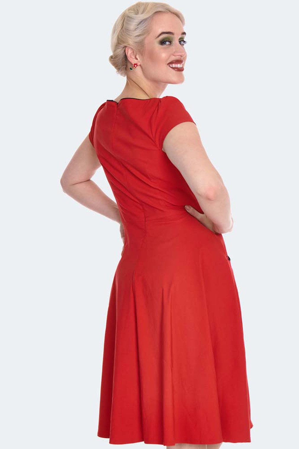 Voodoo Vixen A-Linien-Kleid Criss Cross Contrast Piping Vintage Rockabilly Retro