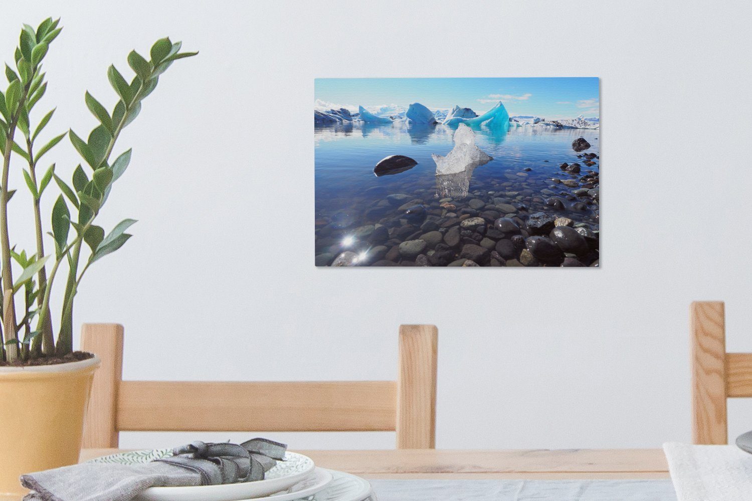 (1 Vatnajökull-Nationalpark Aufhängefertig, Wanddeko, cm Eisberge in St), Wandbild Island, im Leinwandbild Leinwandbilder, OneMillionCanvasses® 30x20