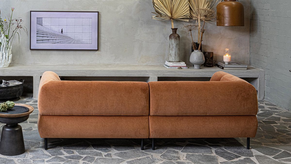 WOOOD Sofa Sofa freistellbar Lloyd 4-Sitzer Cinnamon, - Samt