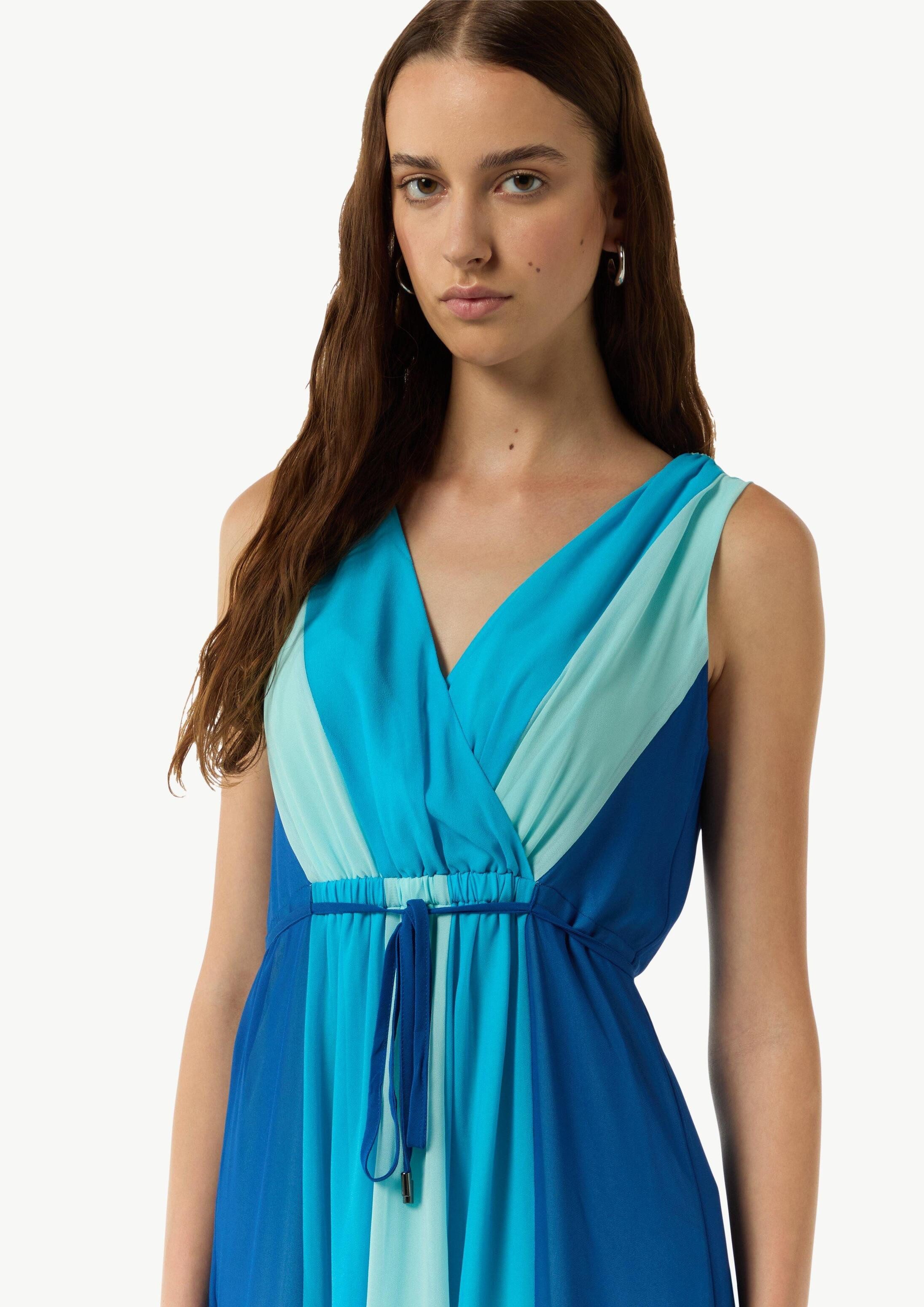 comma Midikleid Kleid Ärmelloses Bahnen-Kleid aus Chiffon mit elastischem Bund
