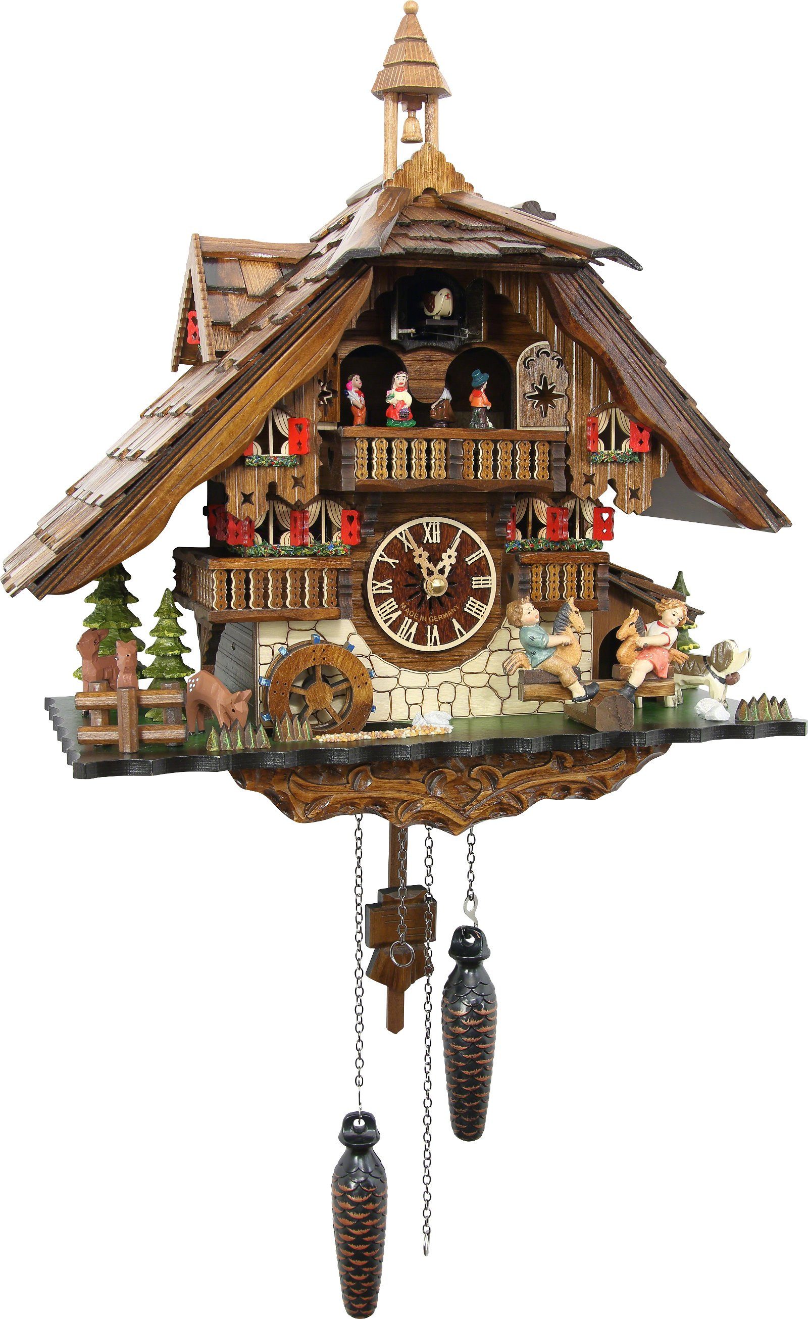 Schwarzwaldpalast/Cuckoo-Palace Wanduhr Kuckucksuhr Chalet-Stil Quarz-Uhrwerk 42cm von Schwarzwald-Palast