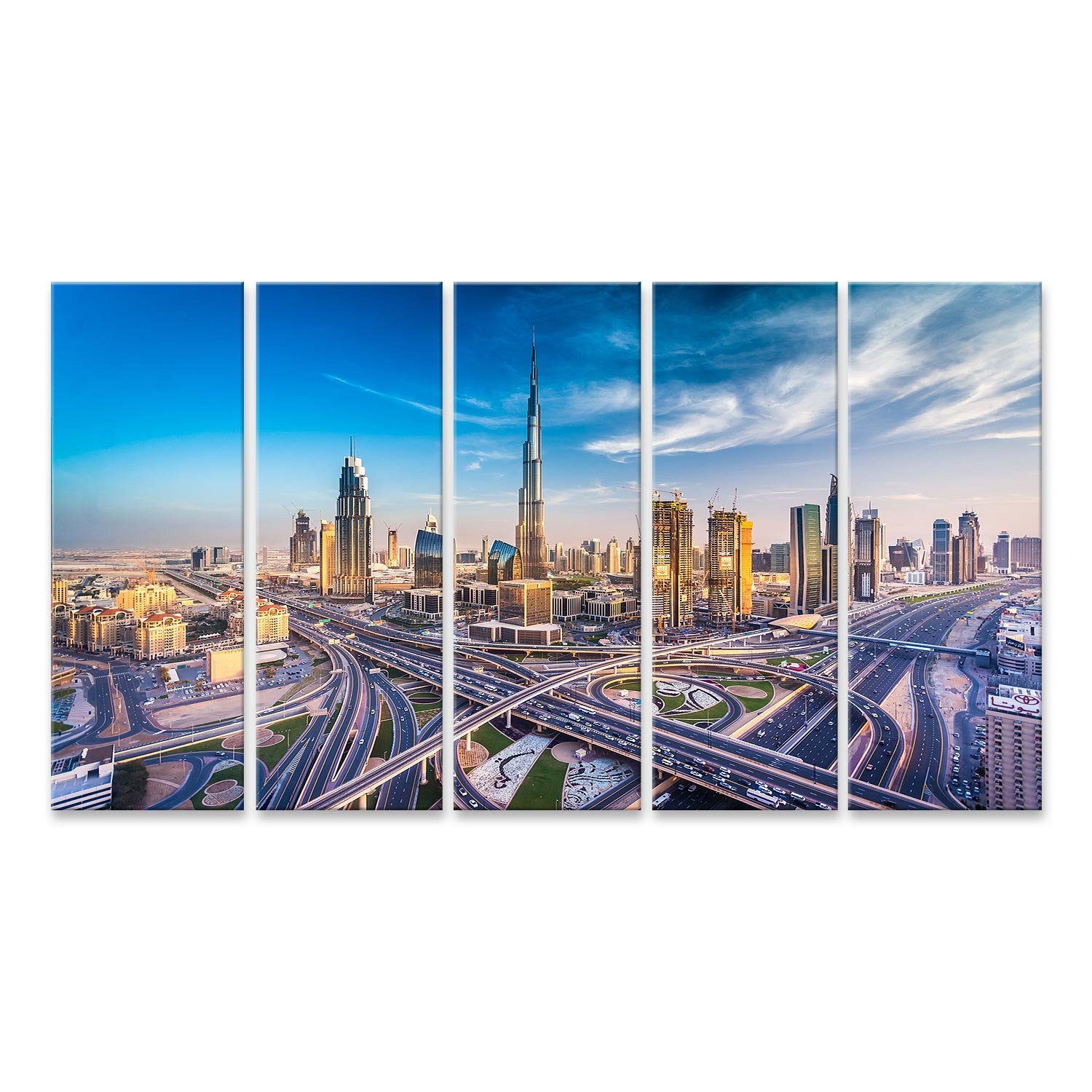 Leinwandbild Bild auf Leinwand Dubai Skyline mit schönen Stadt in der Nähe von sein
